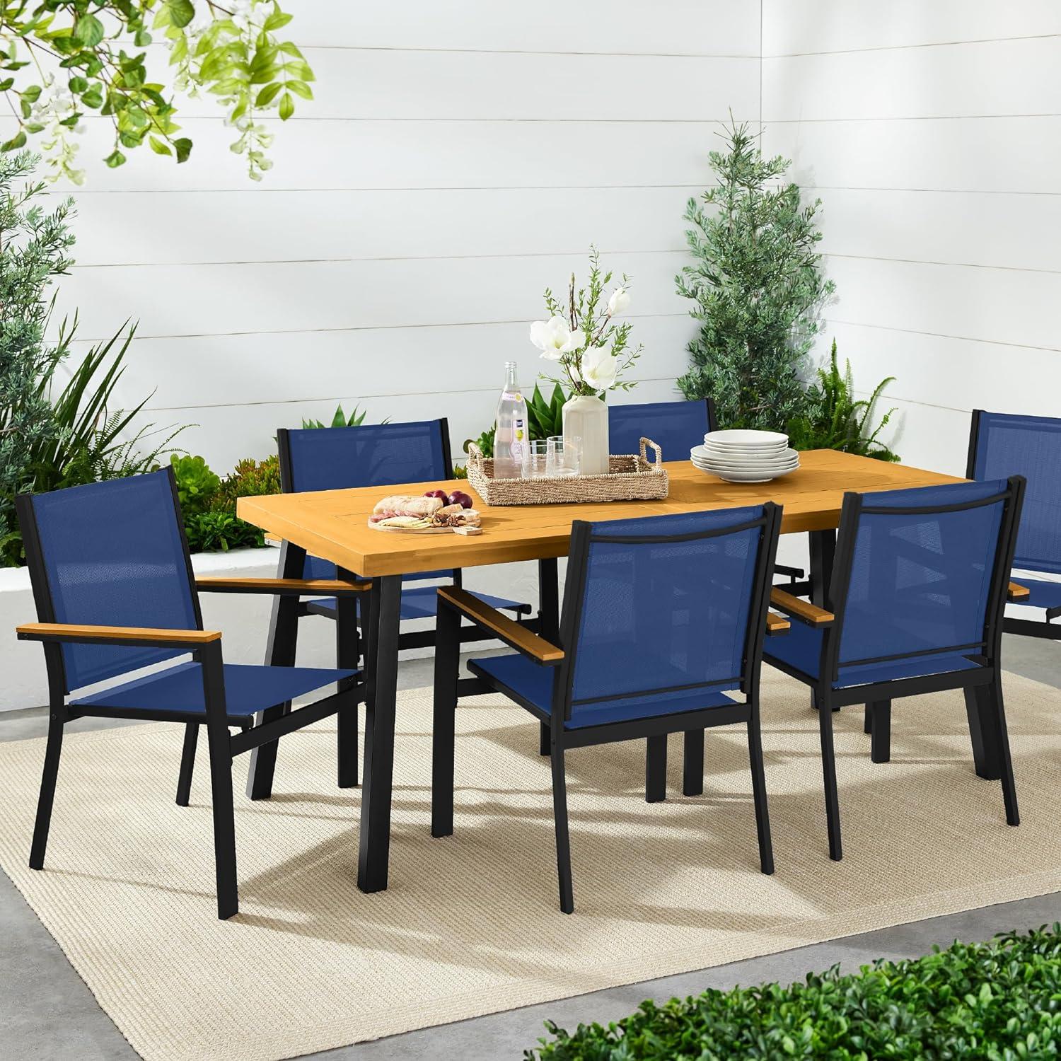 Best Choice Products Set of 2 Textilene Chairs, Conversation Dining Accent Furniture w/ Armrests