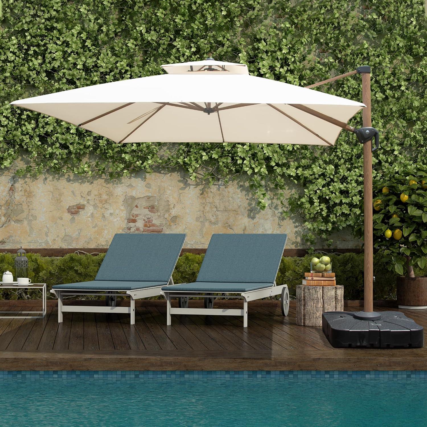 Spaco Umbrella Base, 260 lbs Offset Patio Umbrella Base with Wheels Sand Water Filled for Outdoor Patio Market Table Umbrella