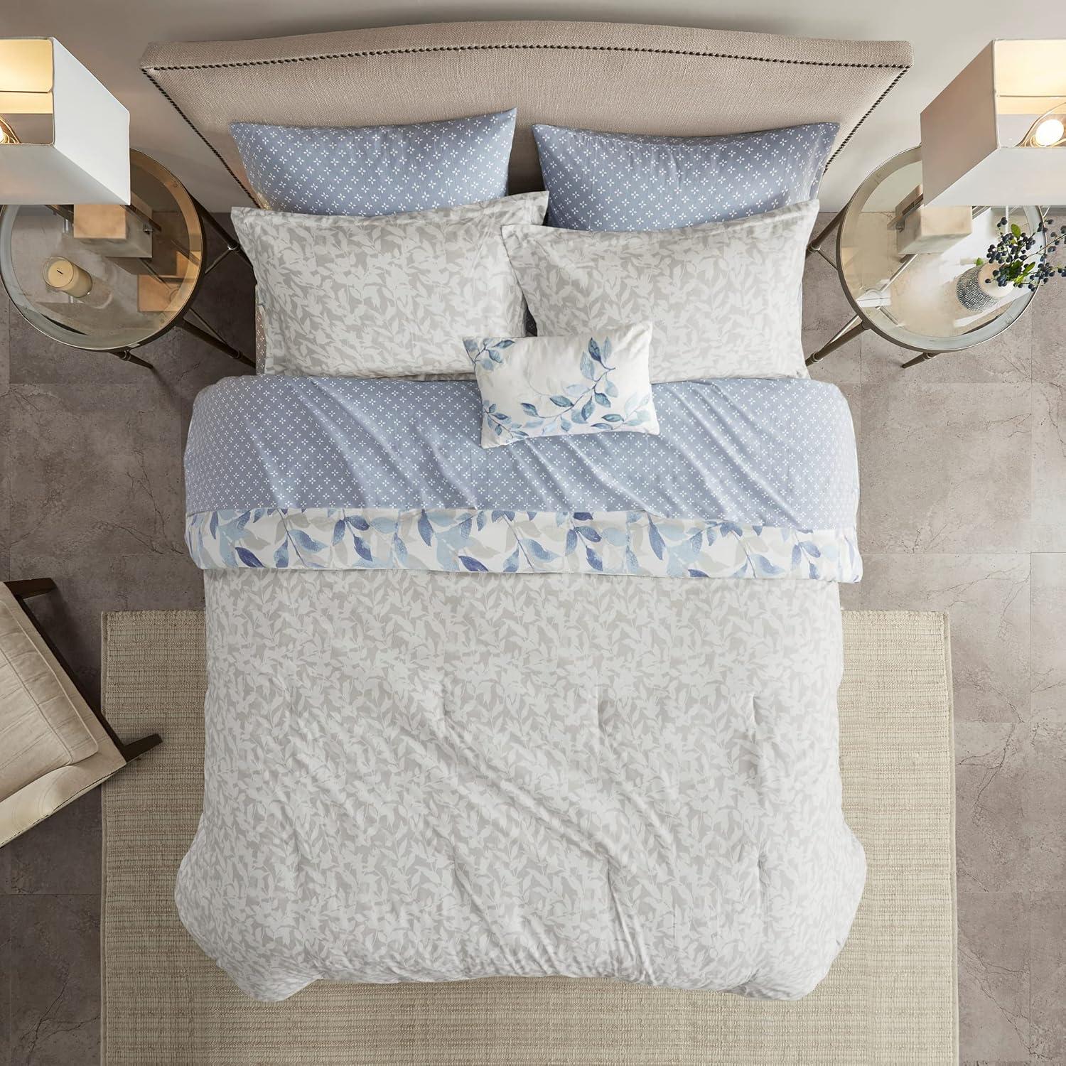 Madison Park Essentials Sofia Microfiber Reversible Comforter Set with Bed Sheets