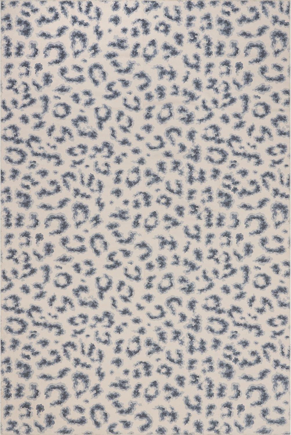 Nuloom Mason Machine Washable Contemporary Leopard Print Indoor Area Rug 6' in Blue Square