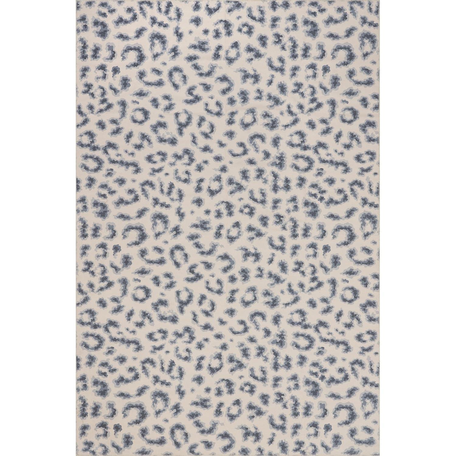 Nuloom Mason Machine Washable Contemporary Leopard Print Indoor Area Rug 6' in Blue Square