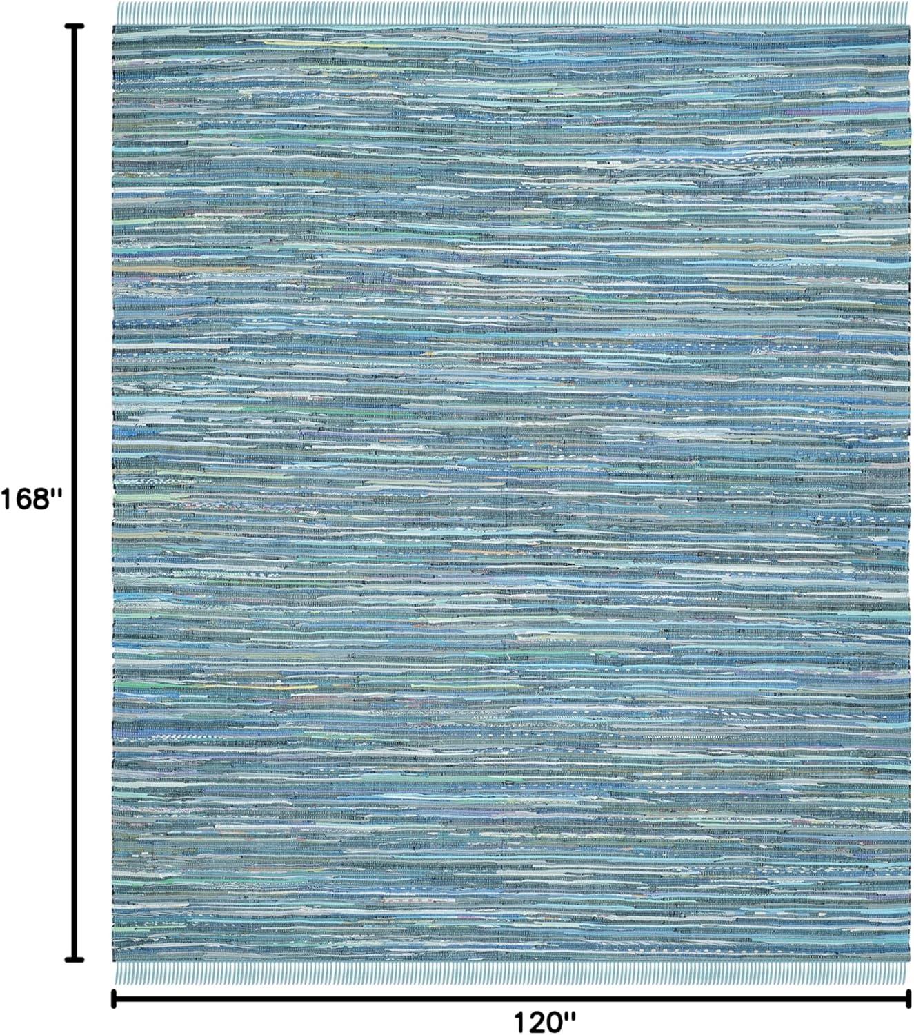 SAFAVIEH Rag Robynne Striped Cotton Area Rug, Blue/Multi, 10' x 14'