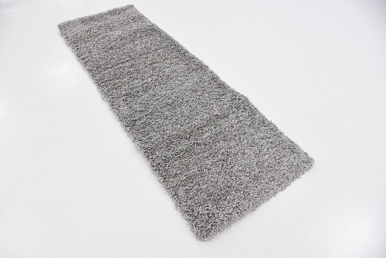 Unique Loom Solid Shag Collection Area Rug (2' x 6' 5" Runner, Cloud Gray)