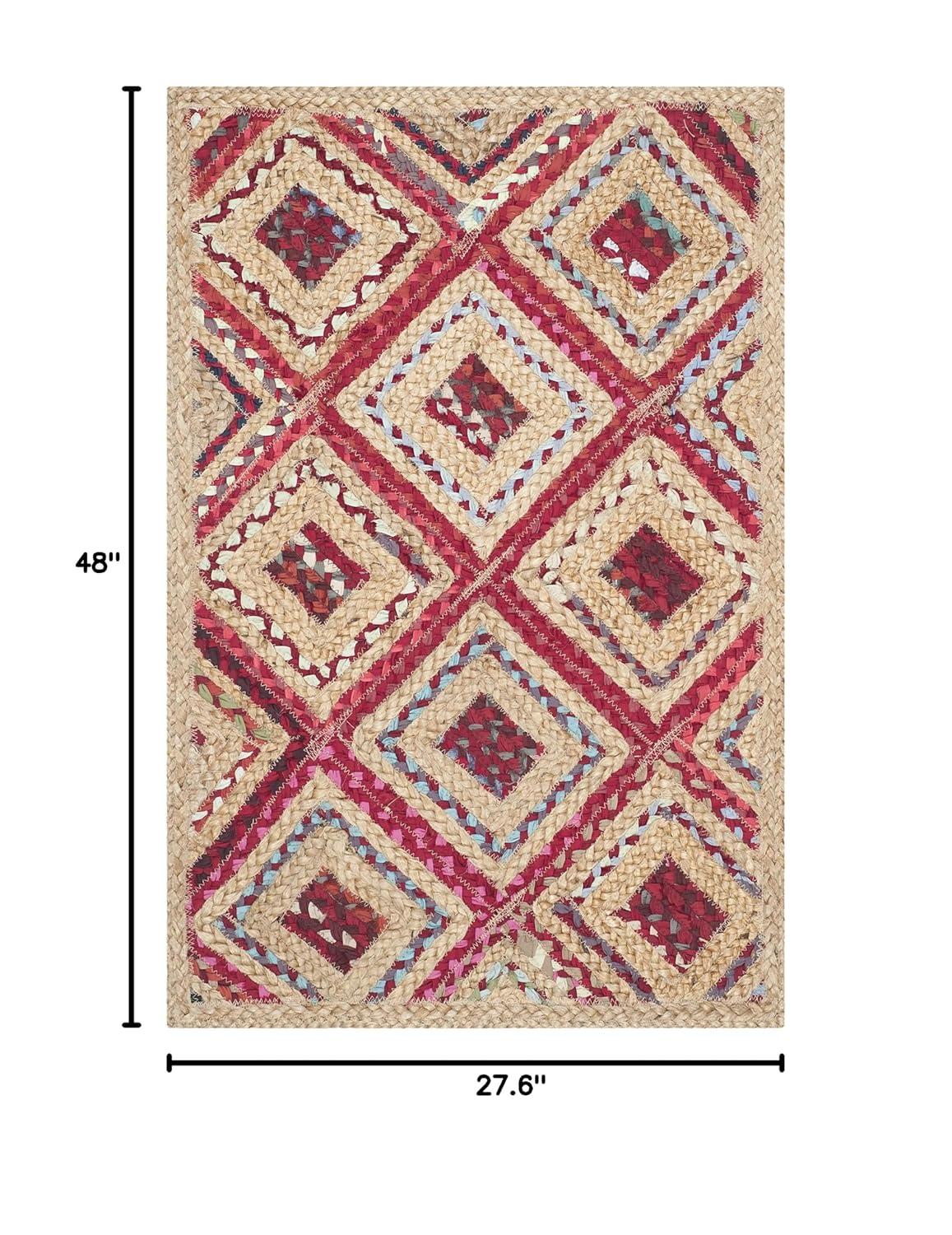 Cape Cod CAP354 Woven Indoor Area Rug - Natural/Red - 2'3"x4' - Safavieh