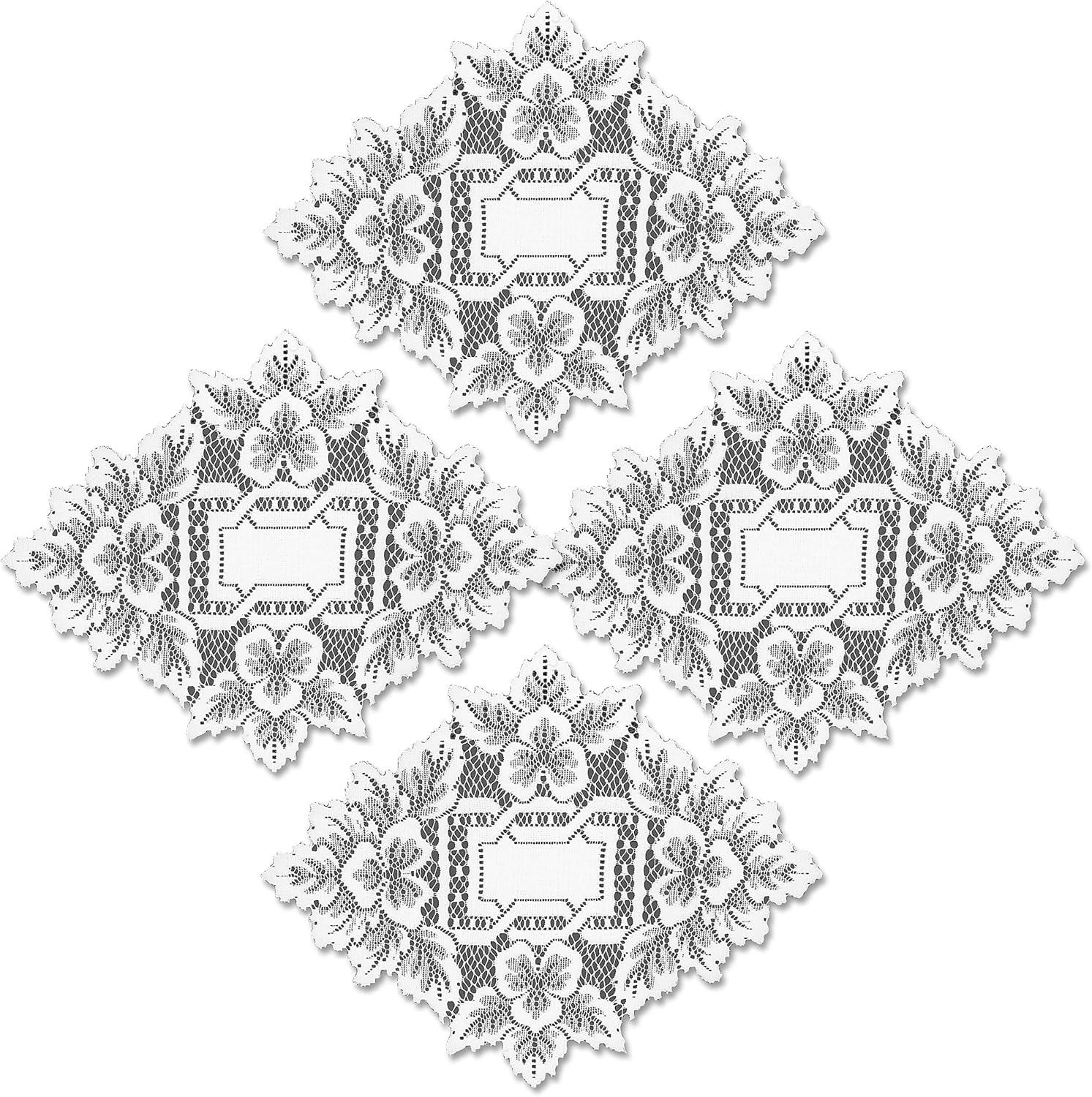 12 x 9 Inch White Lace Heirloom Doily Set of 4