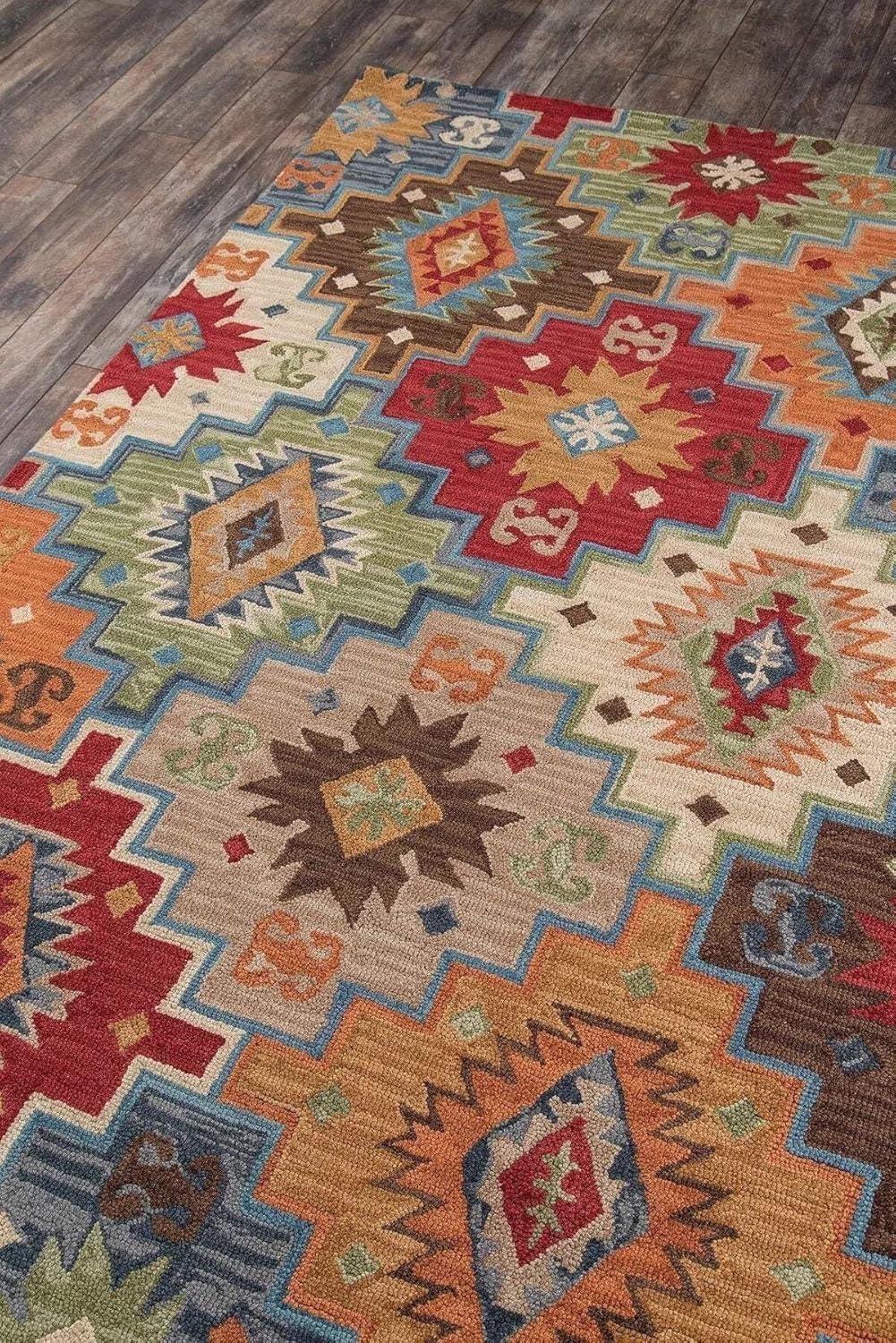 3'6"x5'6" Tangier Baylor Multi Area Rug - Momeni: Geometric Wool, Handmade Hooked, Medium Pile Rug