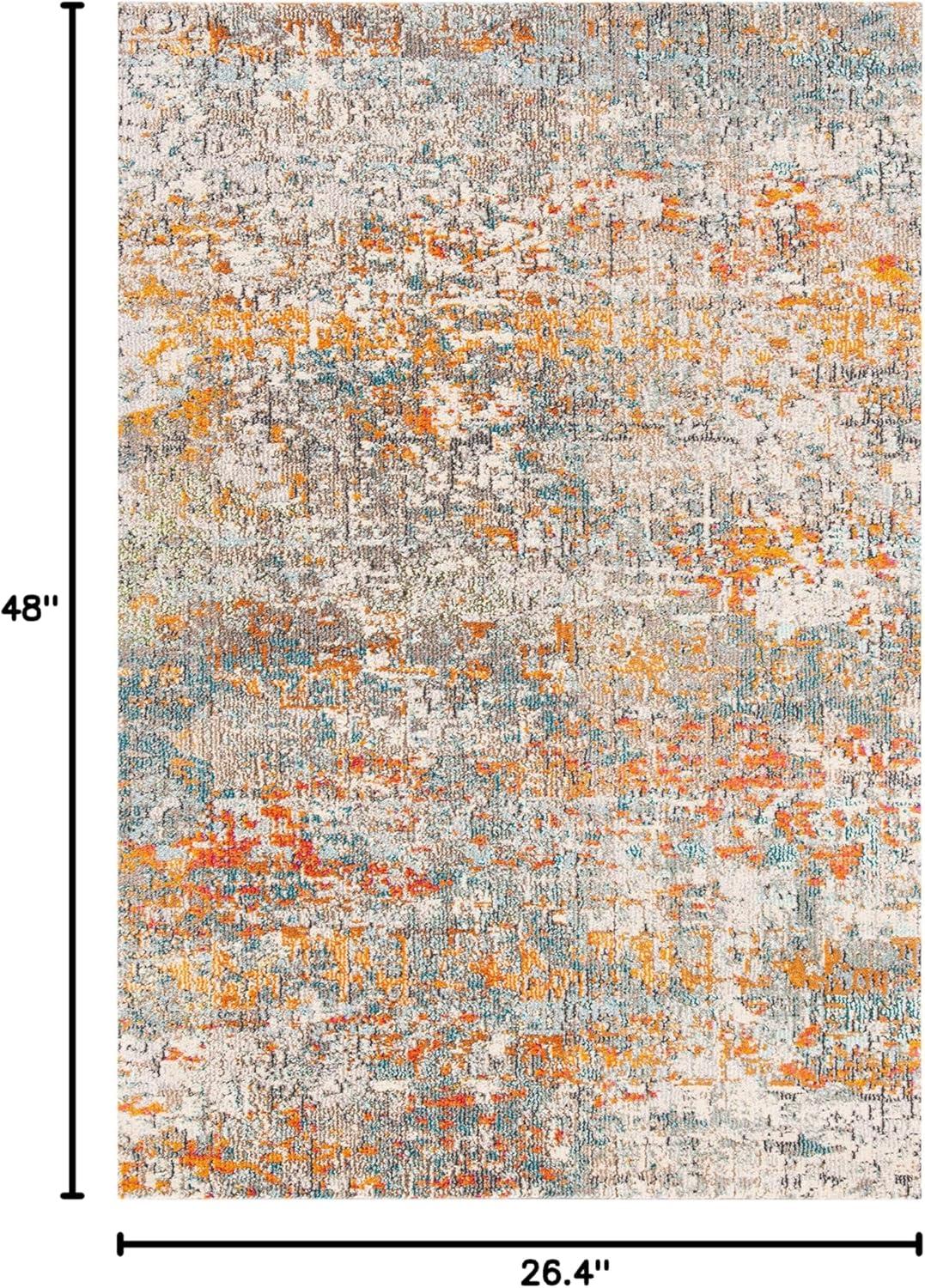 Madison Abstract Gray/Orange Area Rug