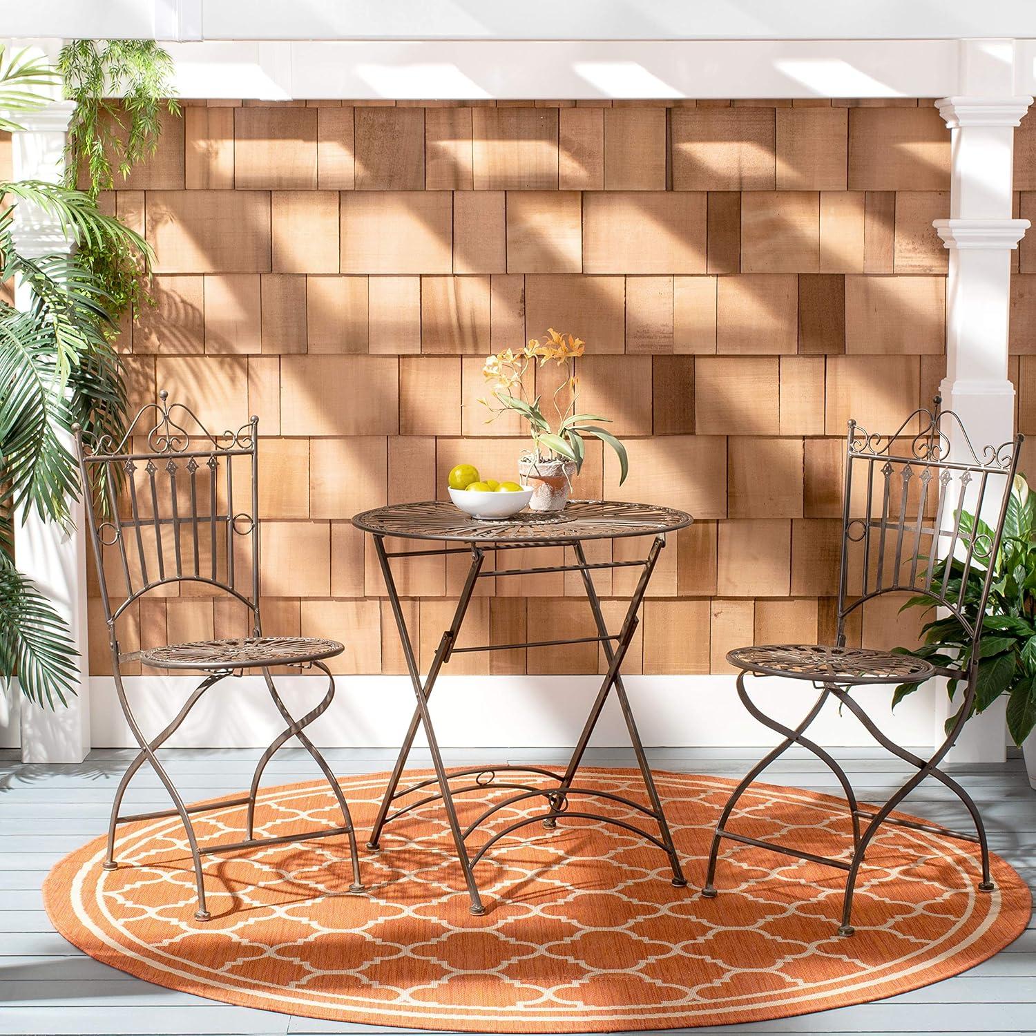 Belen Bistro Set, One Table And Two Chairs - Outdoor - PAT5020 - Unearthed Rust - Safavieh