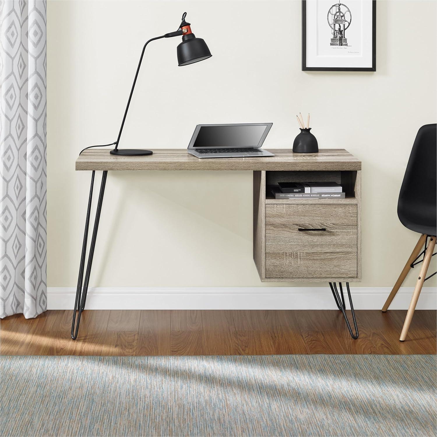 Ameriwood Home Landon Computer Desk, Distressed Gray Oak