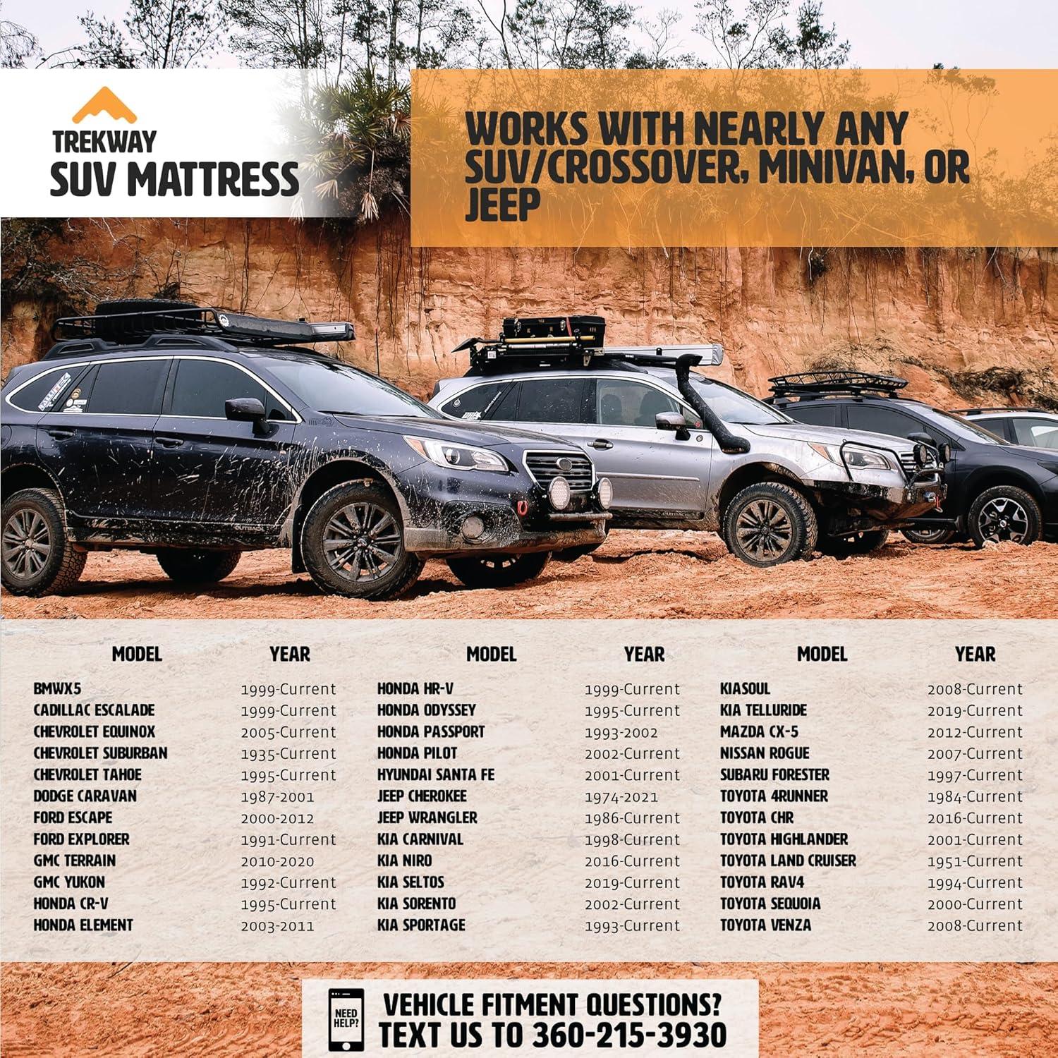 Offroading Gear SUV/Van Inflatable Air Mattress w/Side Chambers - Car Camping Bed - for 4Runner, Outback, Forester, Cherokee, RAV4, Blow Up Inflatable. from Trekway