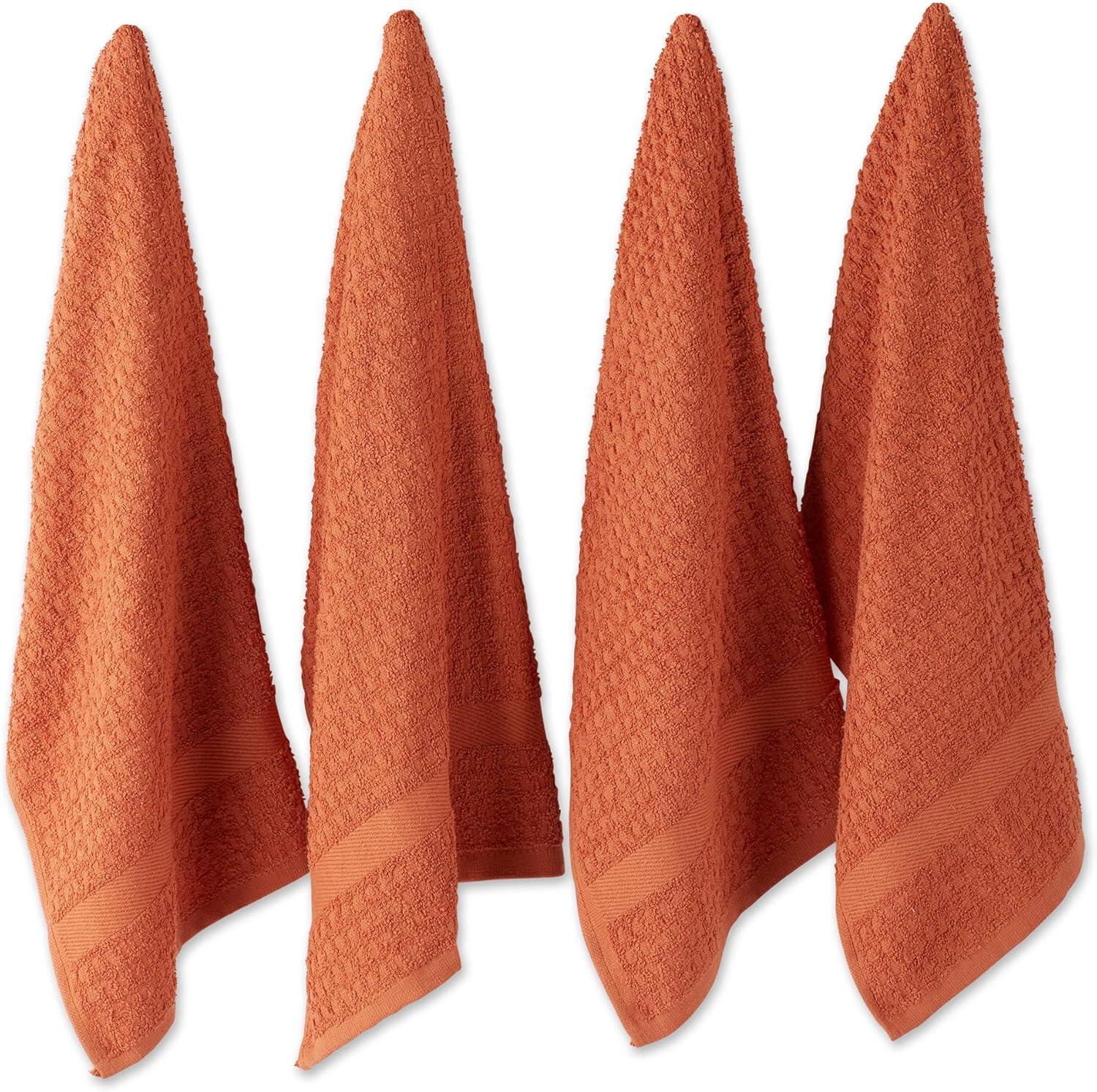 Spice Orange Cotton Waffle Terry Dishtowel Set of 4