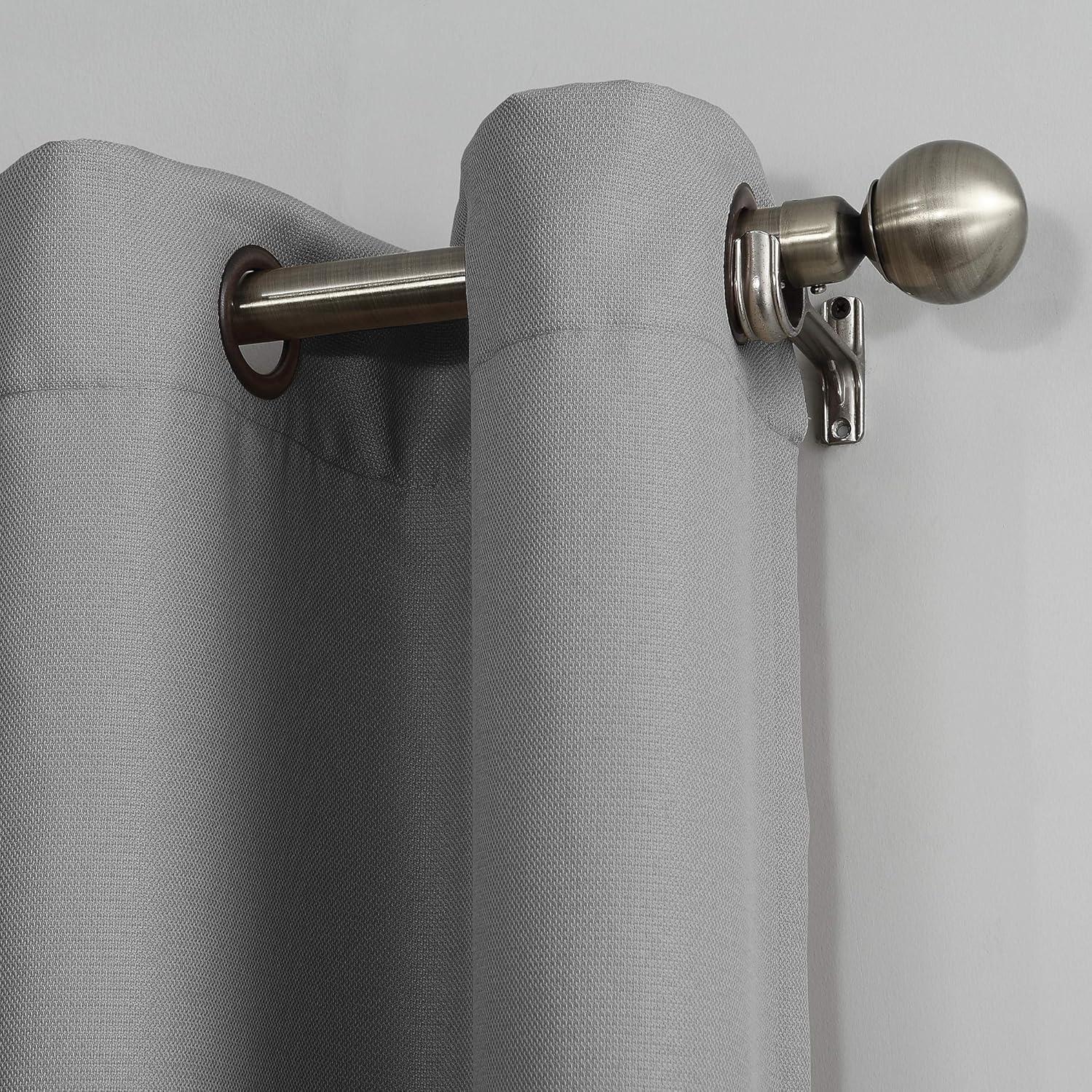 No. 918 Nathan Casual Textured Semi-Sheer Grommet Curtain Panel, 48"x63", Nickel