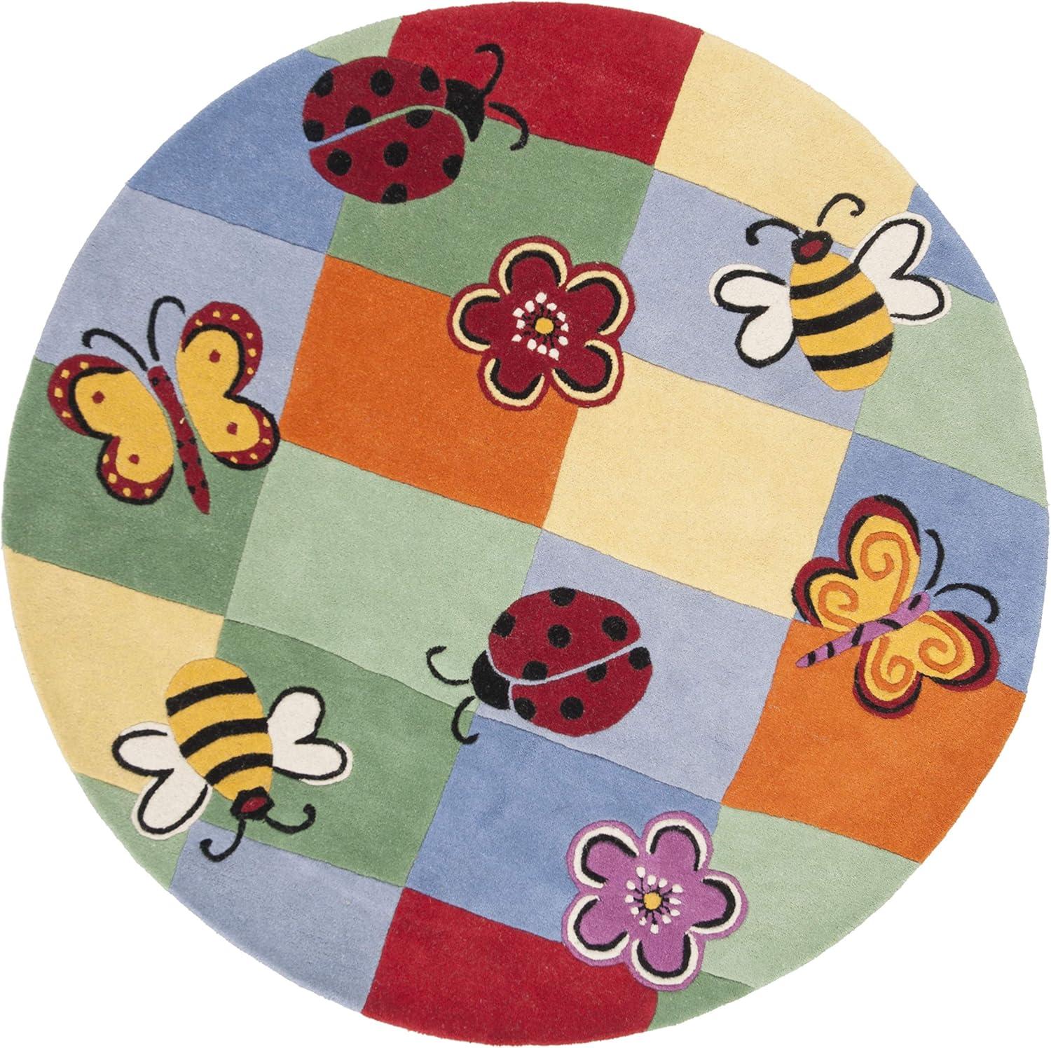 SAFAVIEH Kids Dorris Butterflies and Flowers Area Rug, Multi, 6' x 6' Round