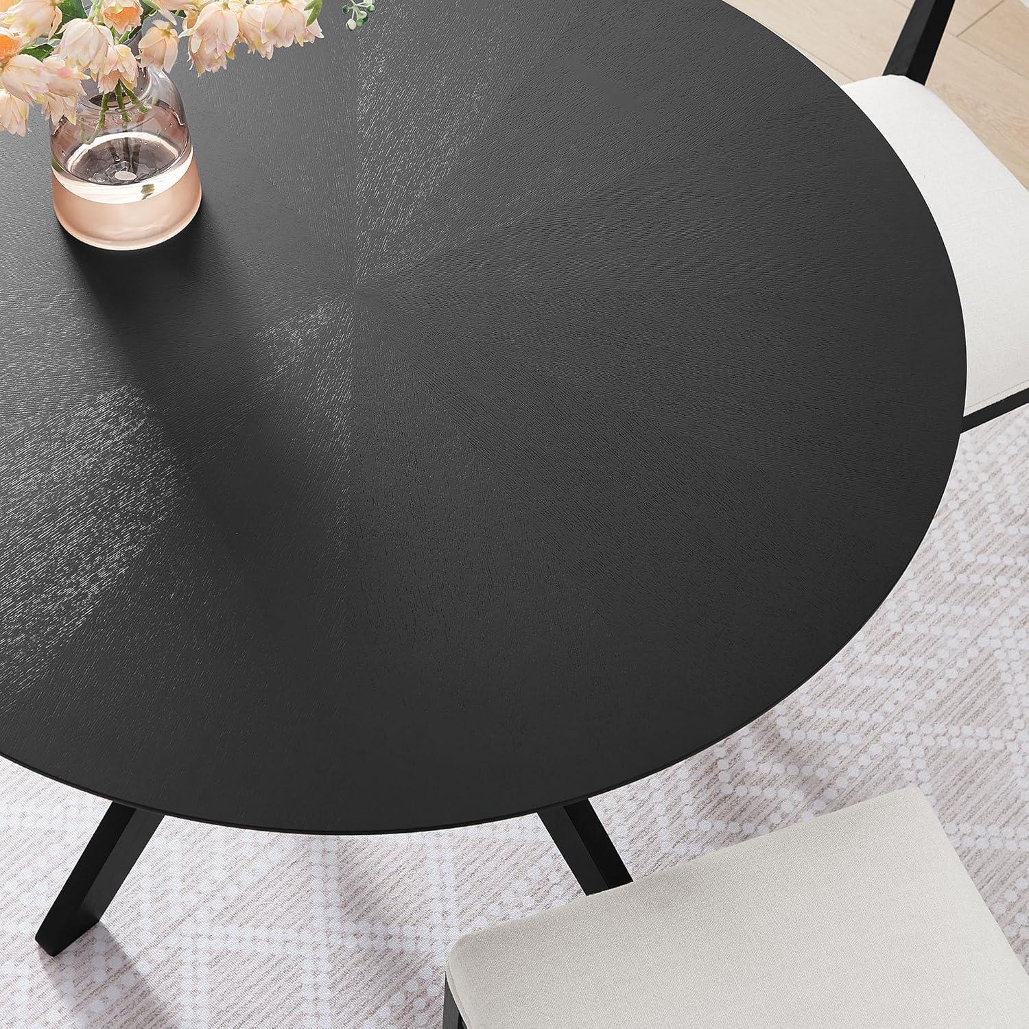 Modway Crossroads 47" Round Wood Dining Table in Black