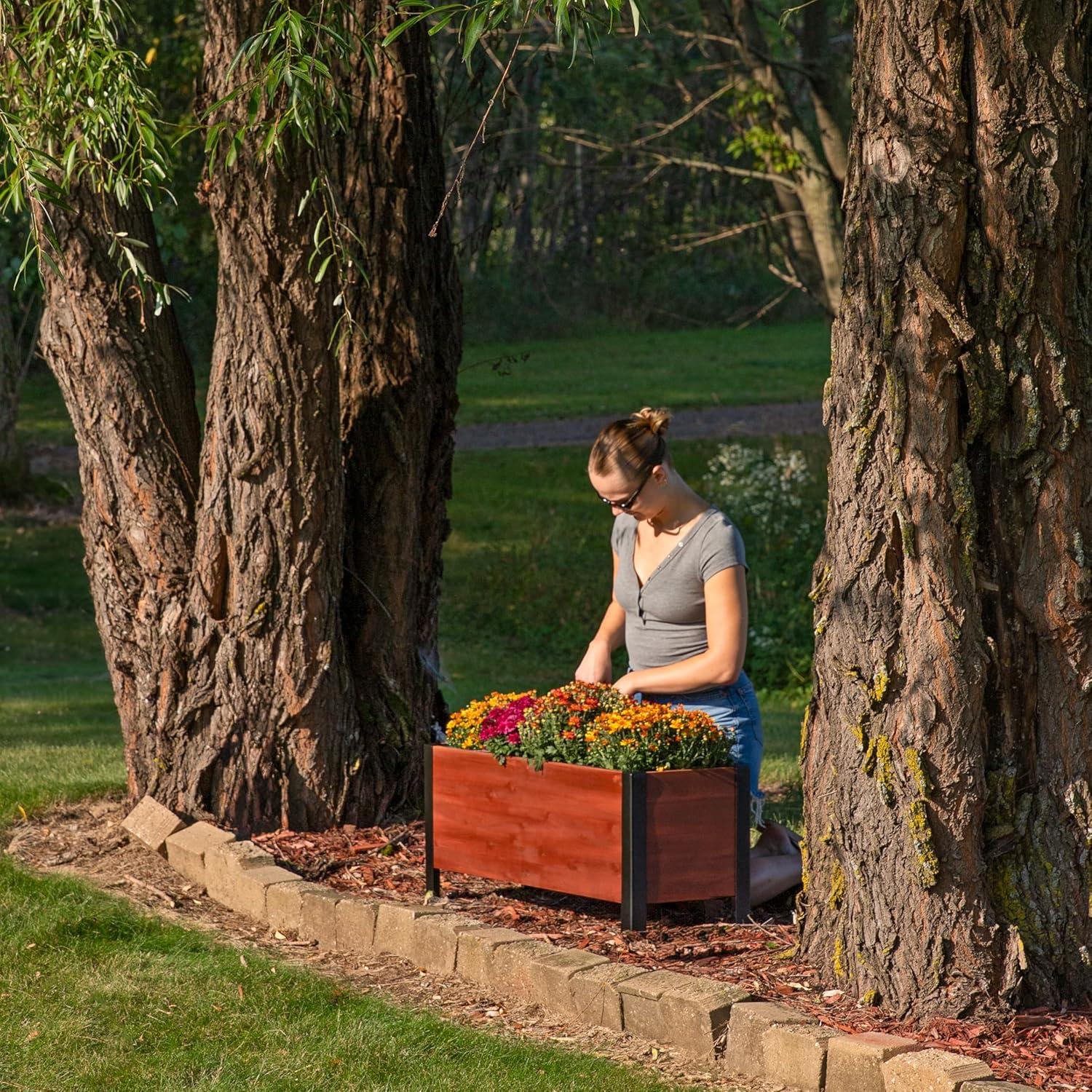 Roxey Acacia Wood Rectangular Raised Garden Bed Planter Box - 37" x 13" x 14.75"