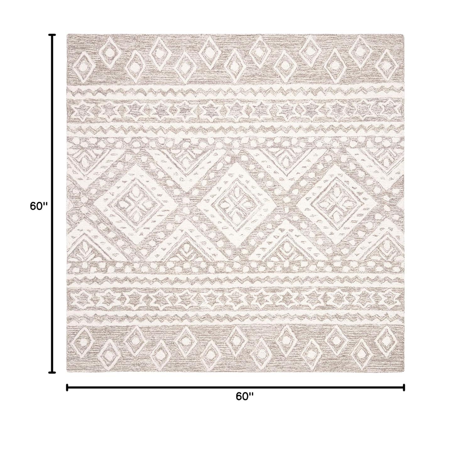 Micro-Loop MLP501 Hand Tufted Indoor Area Rug - Dark Grey/Ivory - 5'x5' - Safavieh
