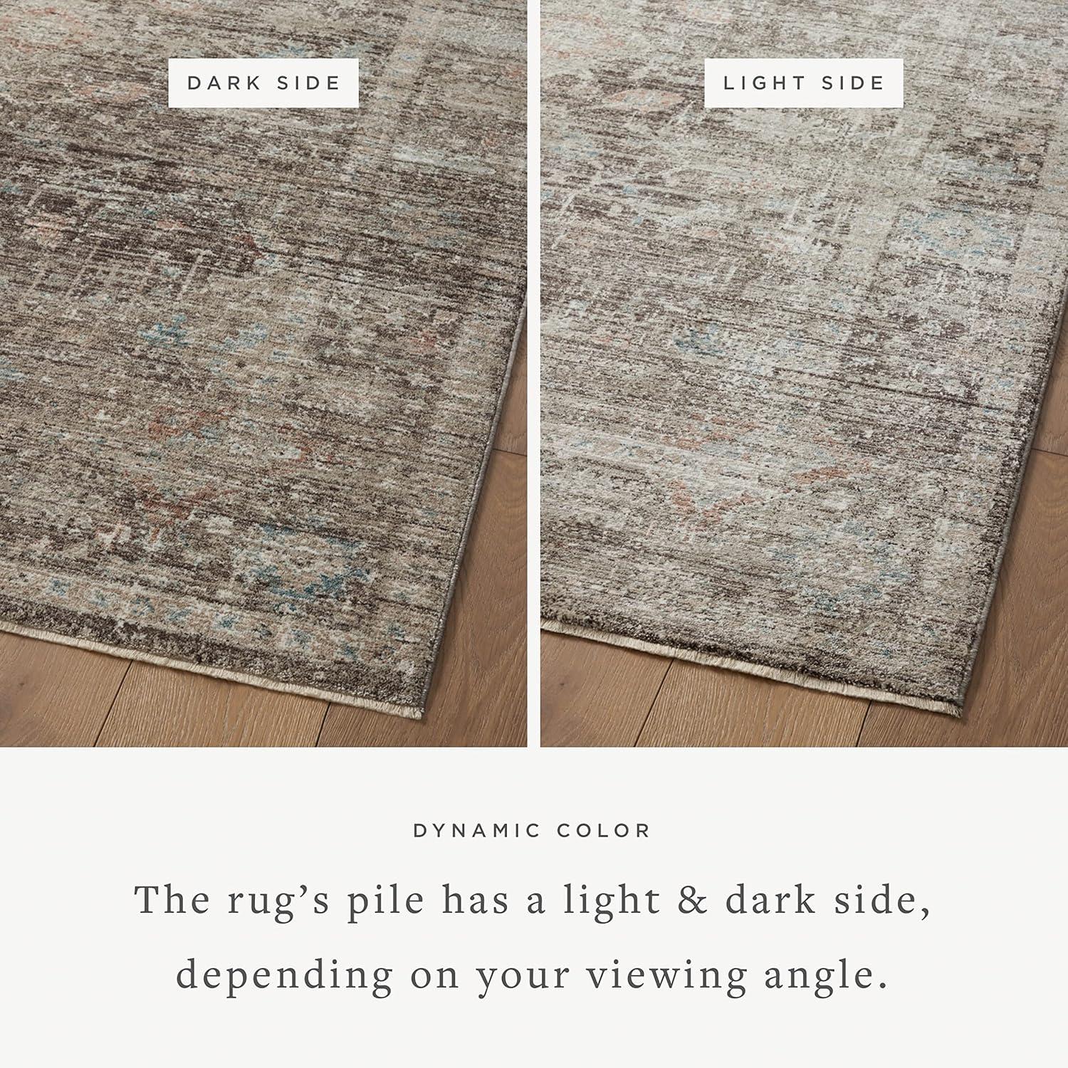 Charcoal & Dove Floral Synthetic Rectangular Area Rug