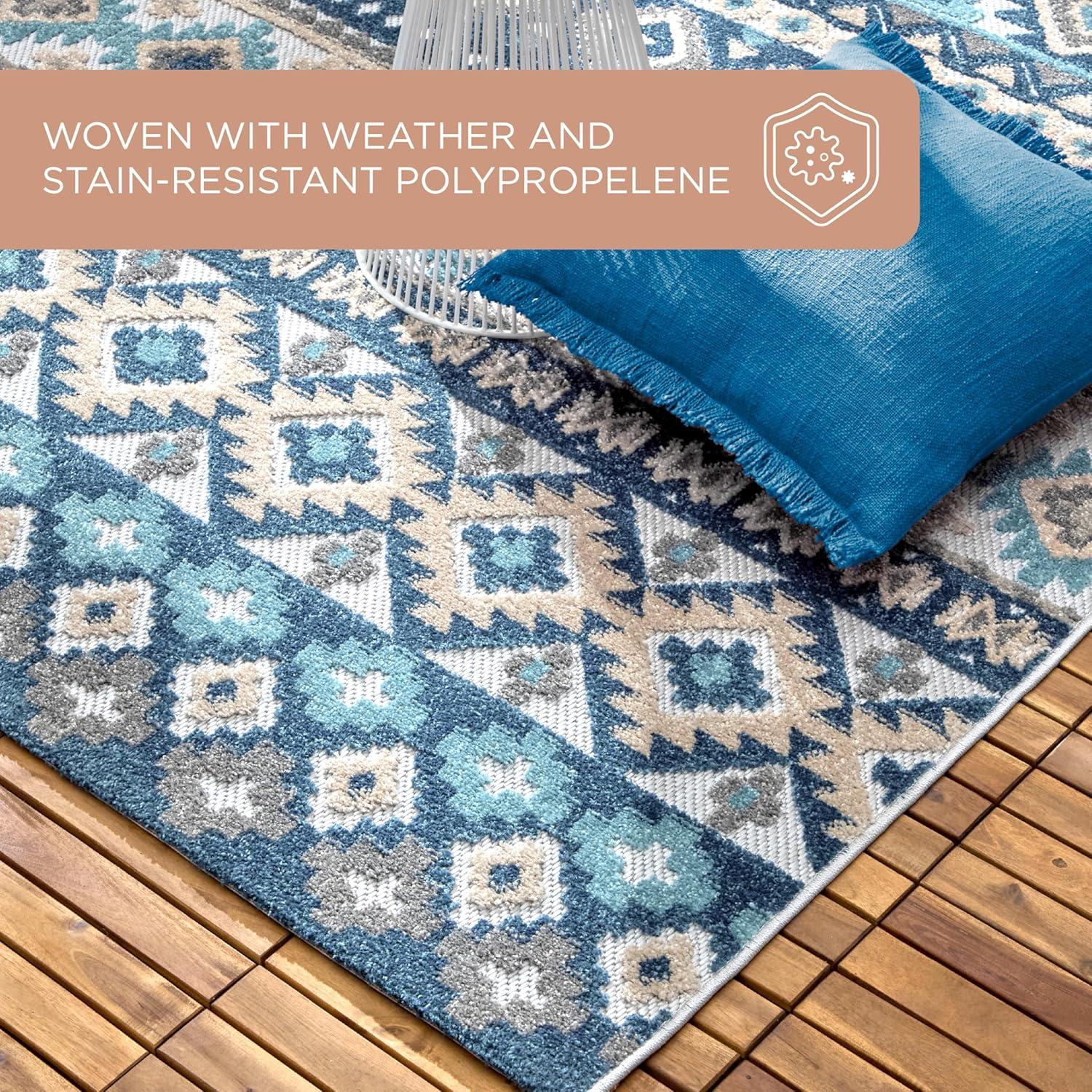 TOWN & COUNTRY EVERYDAY Dahlia Southwestern Stripe Outdoor Rug Blue Multi