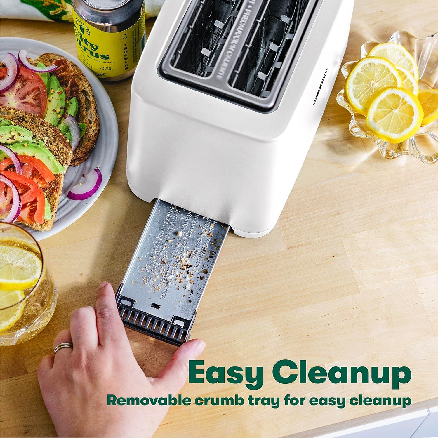 2-Slice Toaster with Auto Shutoff - Extra-Wide Slot and Removable Crumb Tray plus Cancel, Defrost and Reheat Functions - Toast, Bagels and Waffles