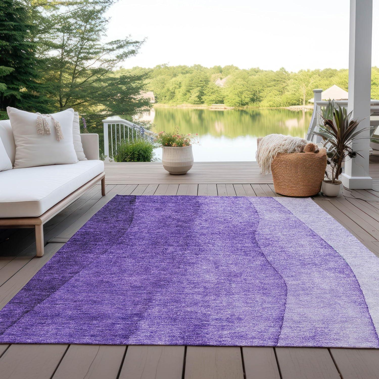 Addison Rugs Chantille Indoor/Outdoor Transitional Ombre Purple Washable Rectangle Rug, 8' x 10'