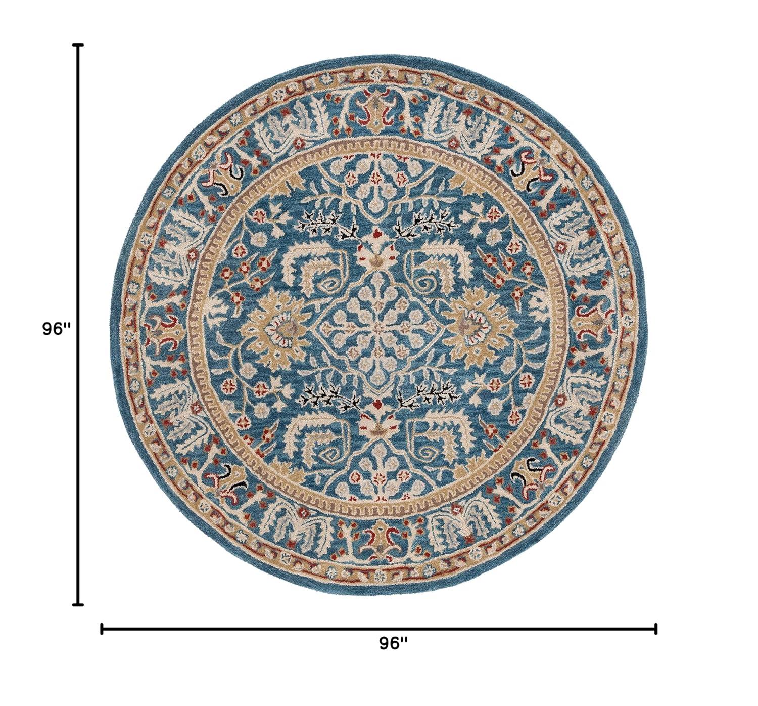 Antiquity AT64 Hand Tufted Area Rug - Dark Blue/Multi - 8' round - Safavieh.