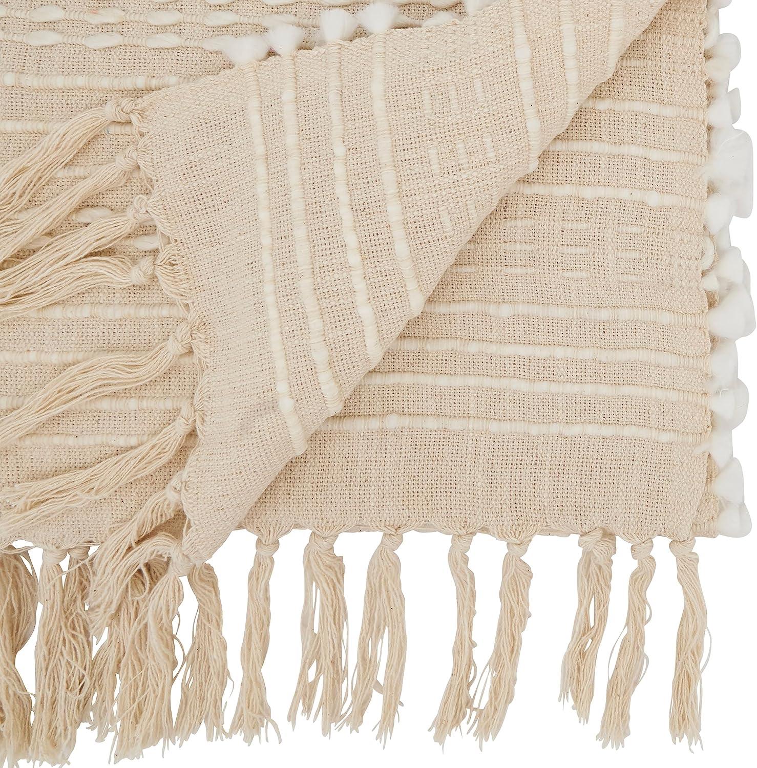 Saro Lifestyle Woven Wonder Stripe Table Runner, 16"x72", Beige