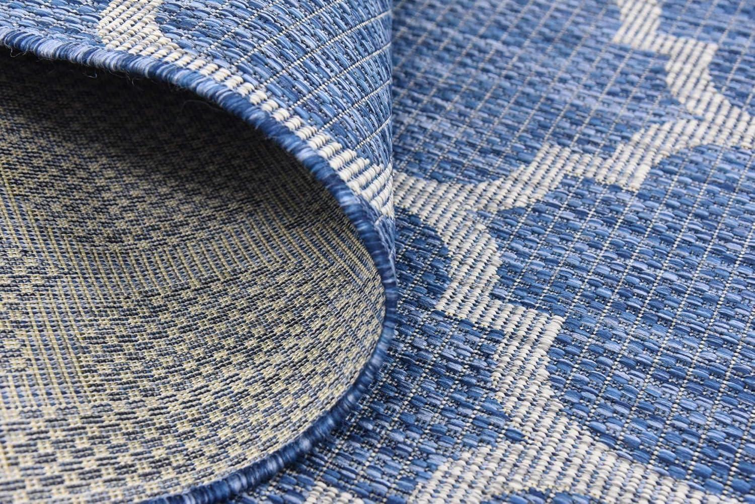 Unique Loom 6' 1 x 9' 0 Rectangle Indoor/Outdoor Trellis Navy Blue Area Rug