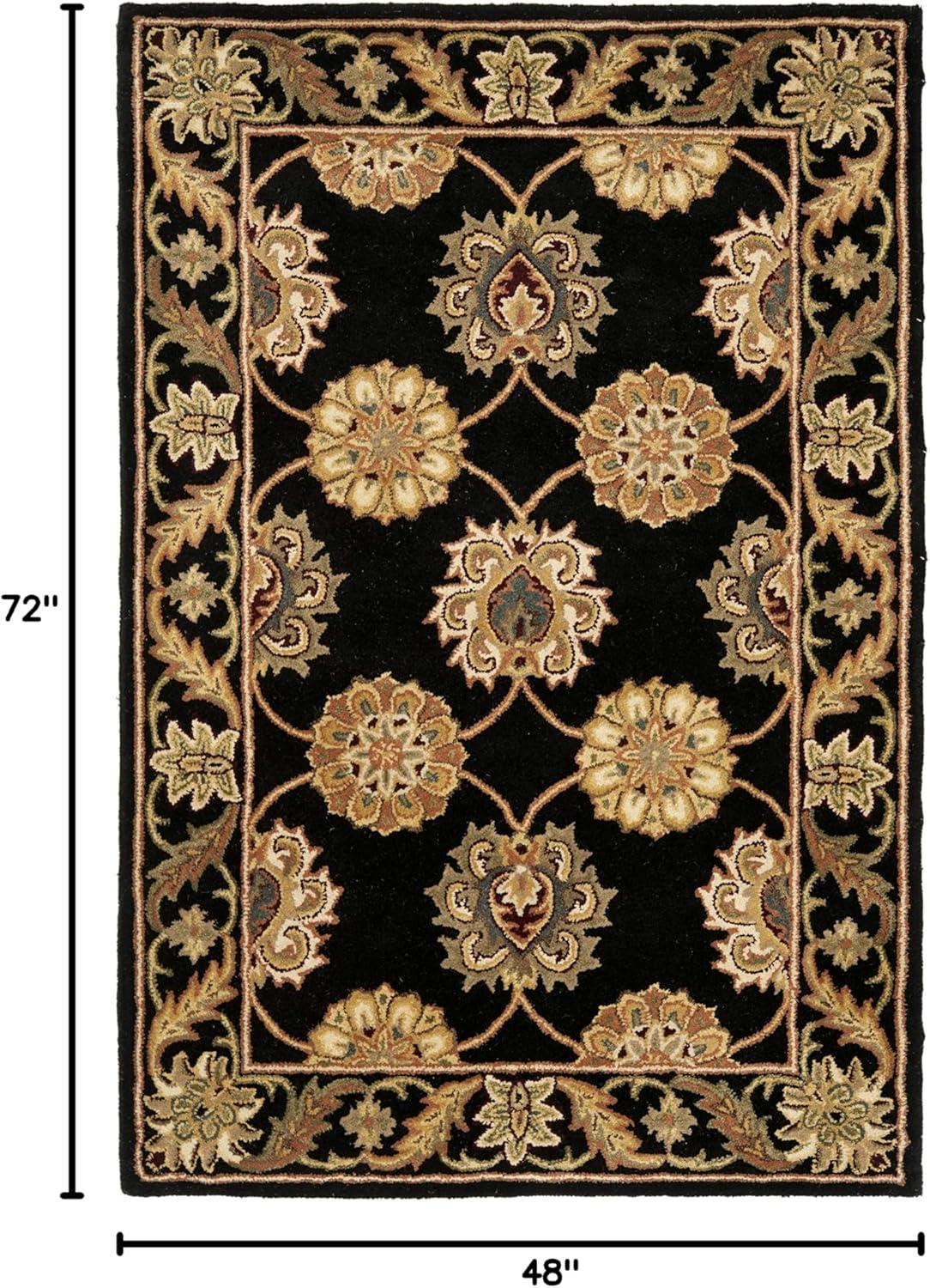 Heritage HG314 Handmade Area Rug - 4'x6' - Black - Safavieh