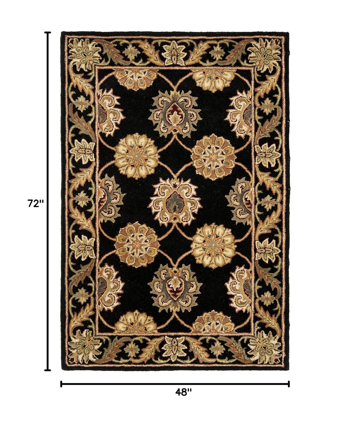 Heritage HG314 Handmade Area Rug - 4'x6' - Black - Safavieh