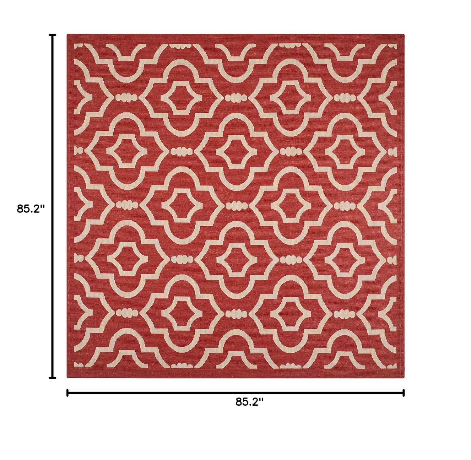 Courtyard CY6926 Power Loomed Indoor and Outdoor Area Rug - Red/Bone - 7'10"x7'10" - Safavieh