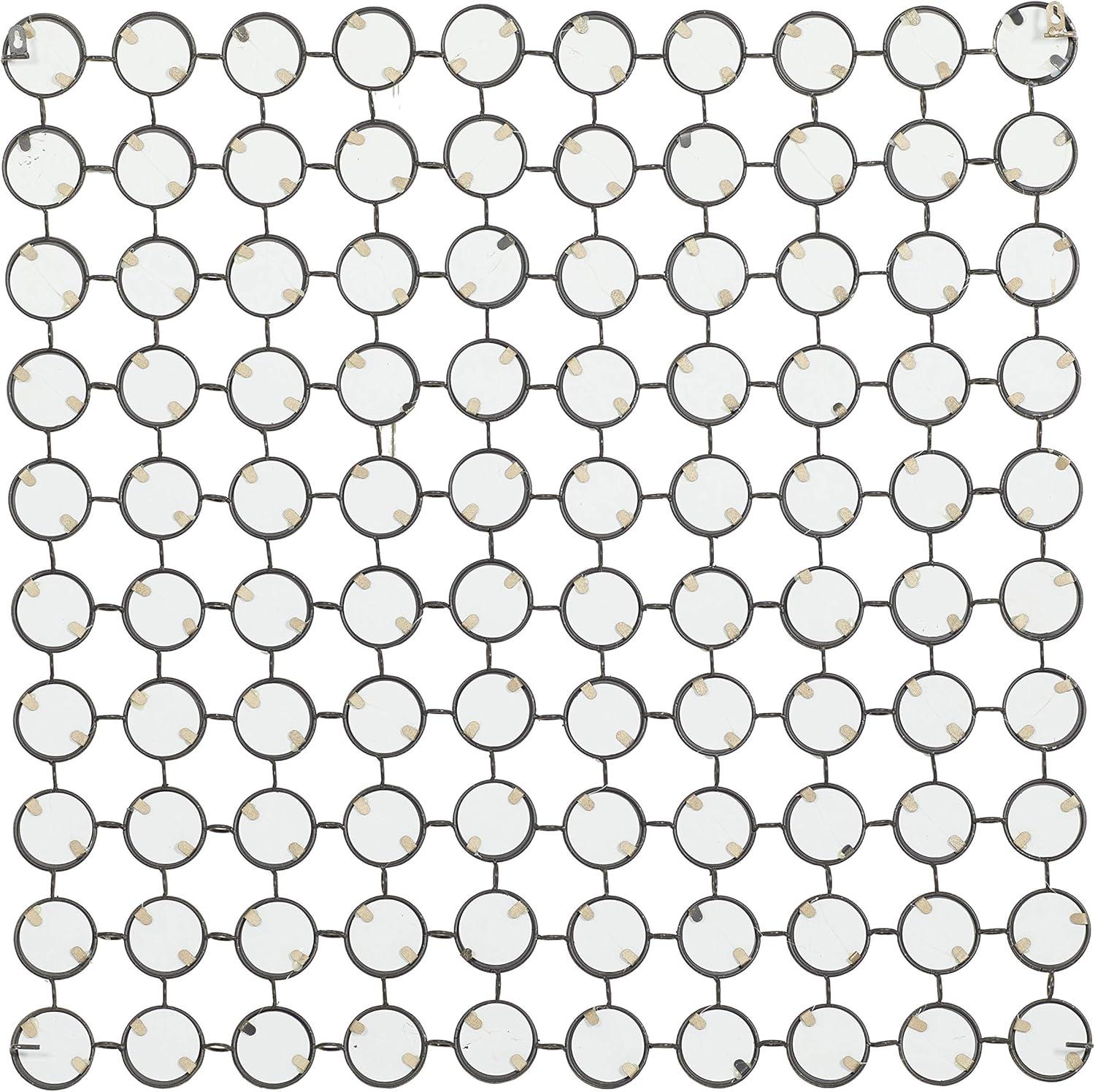 DecMode 40" x 40" Gold Geometric Wall Mirror with Grid Pattern