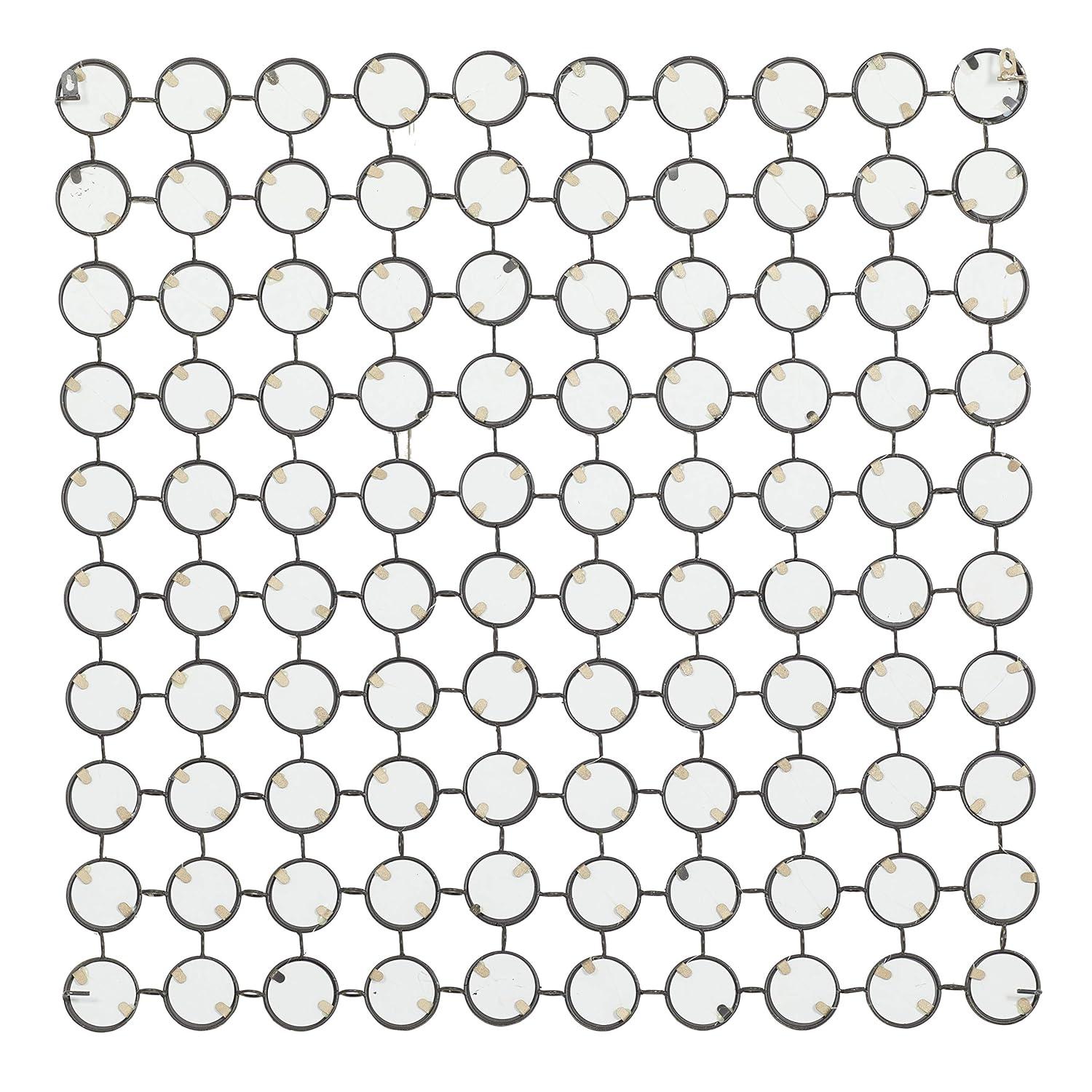 DecMode 40" x 40" Gold Geometric Wall Mirror with Grid Pattern
