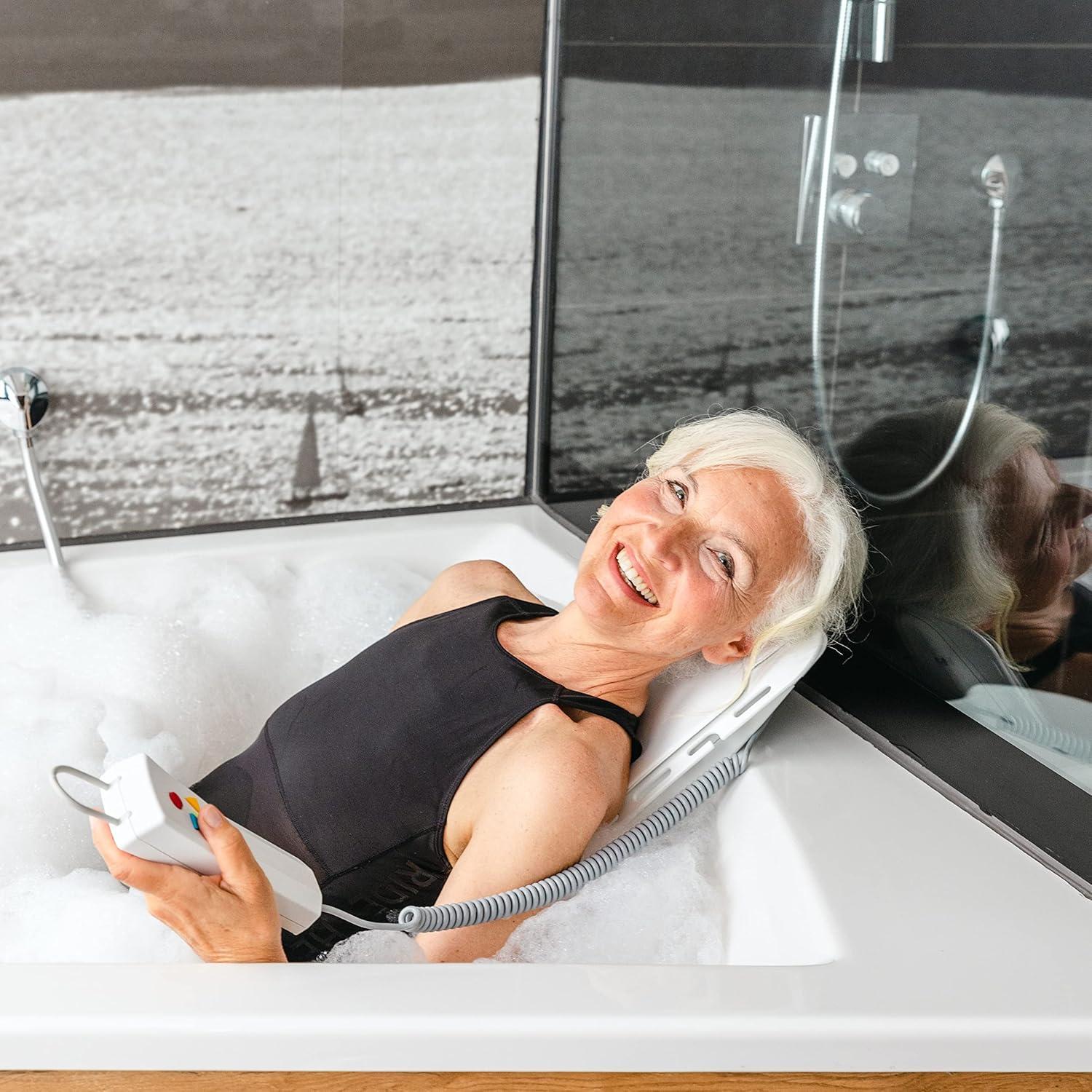 White Adjustable Plastic Bath Lift with Reclining Backrest