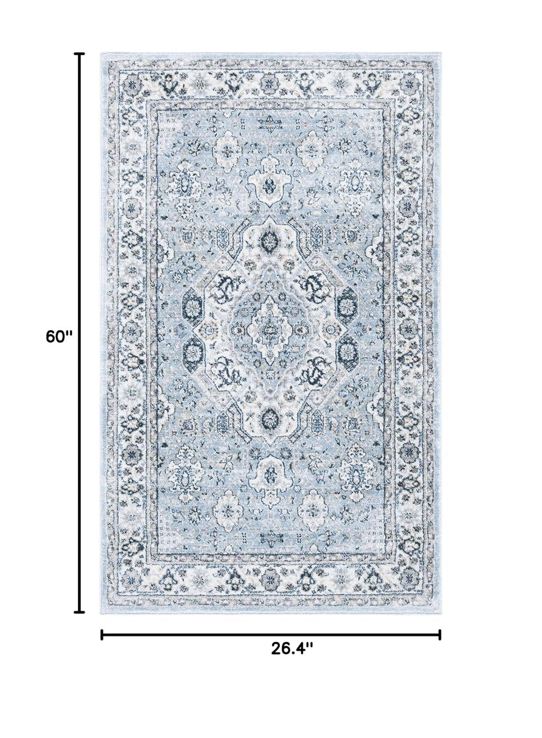 Isabella ISA916 Power Loomed Accent Rug - Blue/Creme - 2'2"x5' - Safavieh