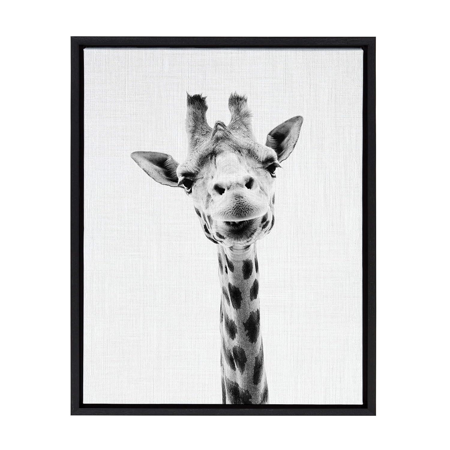18" x 24" Sylvie Giraffe Framed Canvas by Simon Te Tai Black - Kate & Laurel All Things Decor