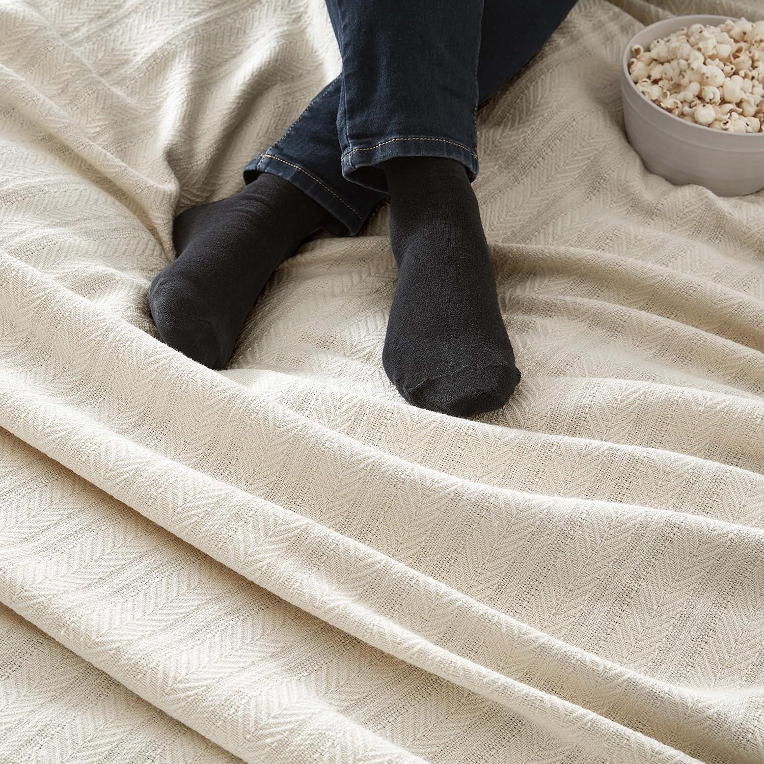 Vellux Vellux 100% Cotton Blanket - Soft, Breathable, Cozy & Lightweight Thermal Blanket  All-Season Blanket Perfect for Layering Bed, Couch & Sofa - Hotel Quality