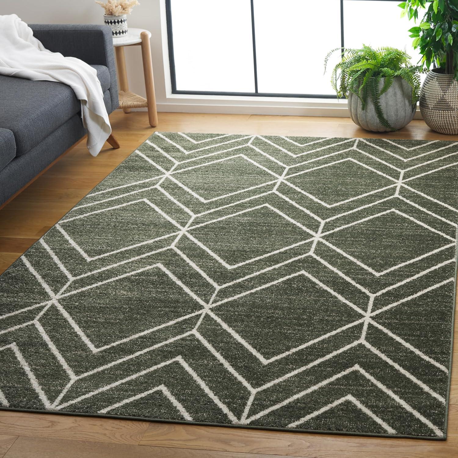 SAFAVIEH Adirondack Caitriona Geometric Area Rug, Dark Green/Ivory, 5'1" x 7'6"