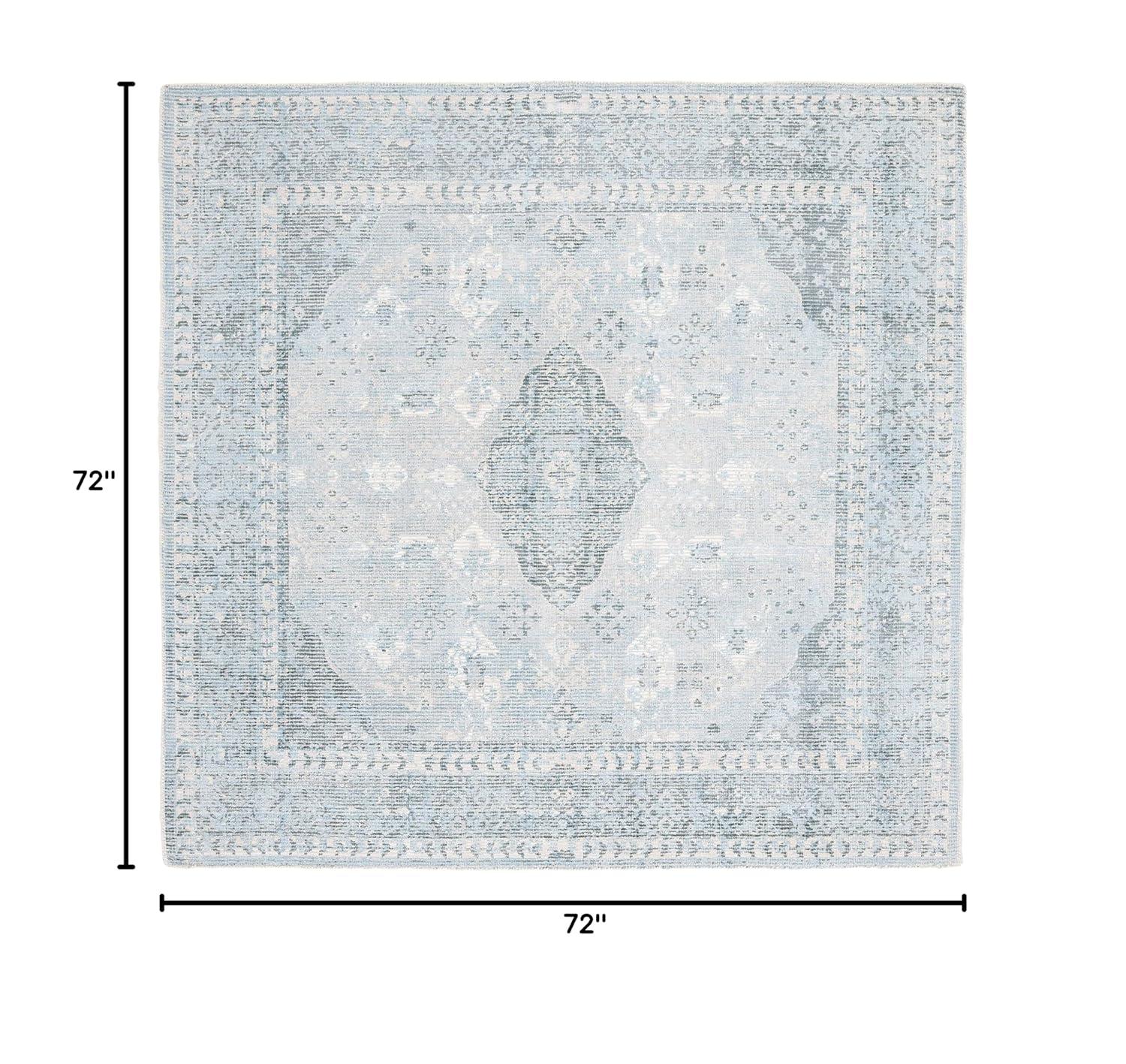 Restoration Vintage RVT708 Hand Loomed Indoor Area Rug - 6'x6' - Grey/Light Blue - Safavieh