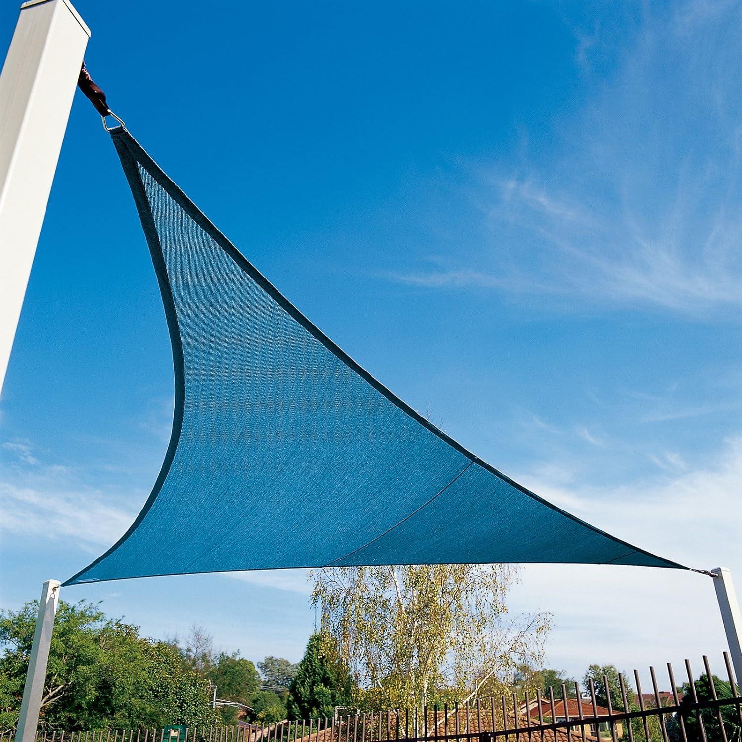 Coolaroo Coolhaven Outdoor Sun Shade Sail With Hardware Kit 95% UV Block Protection for Garden, Patio, Backyard, 18' Triangle, Sapphire