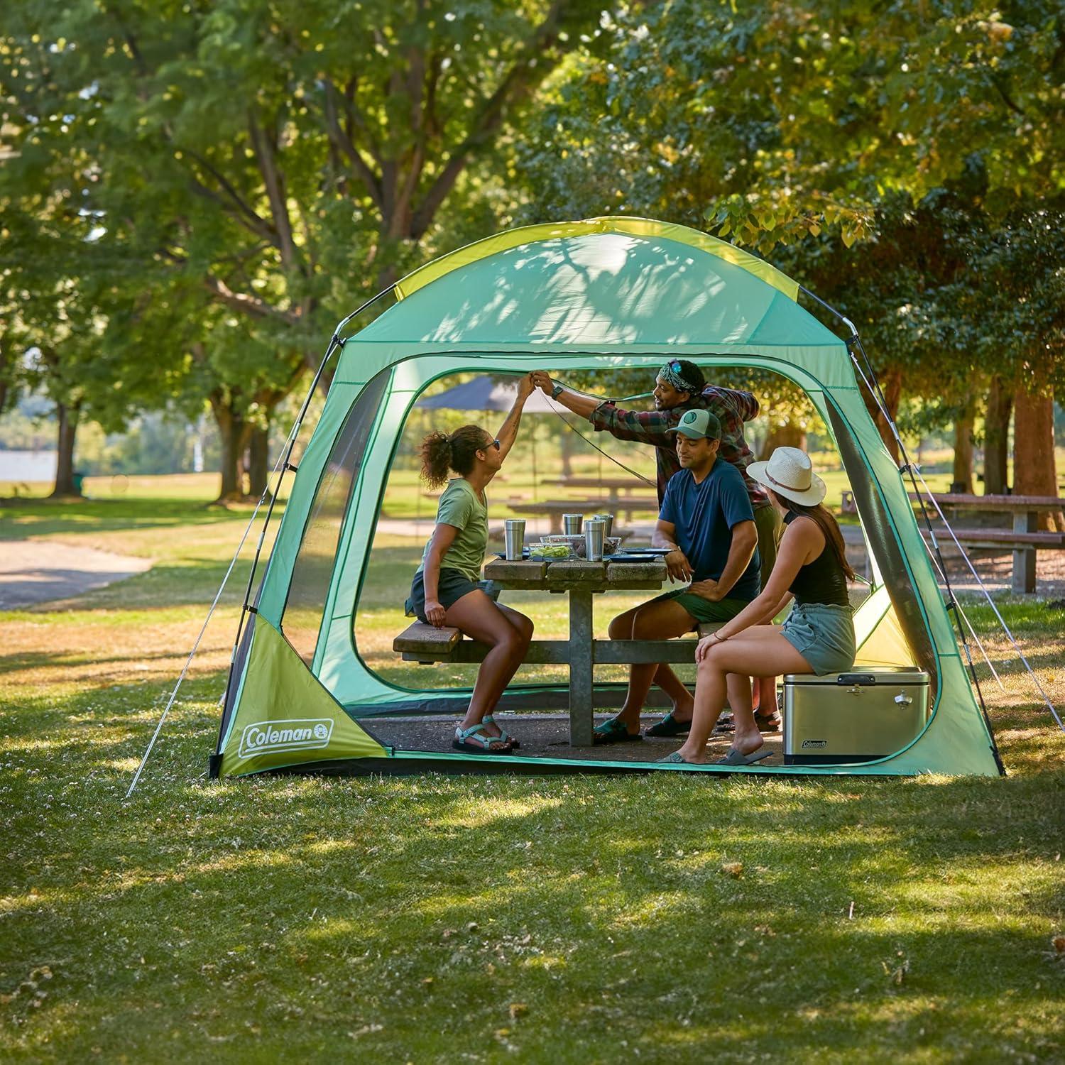 Coleman 86"x10' Skyshade 6 Person Screen Dome Canopy Beach Shelter Tent - Moss