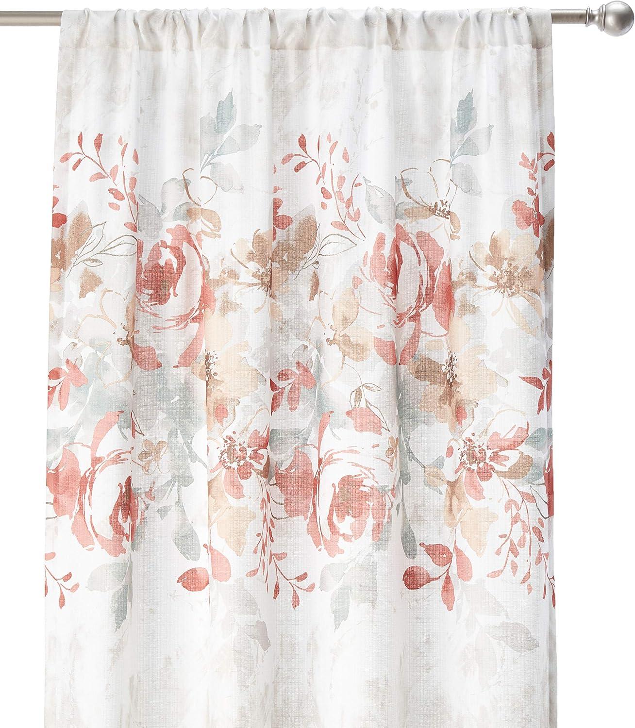 CHF Watecolor Floral Indoor , 100% Polyester , Light Filtering Single Panel Rod Pocket , Spice , 50"x84"