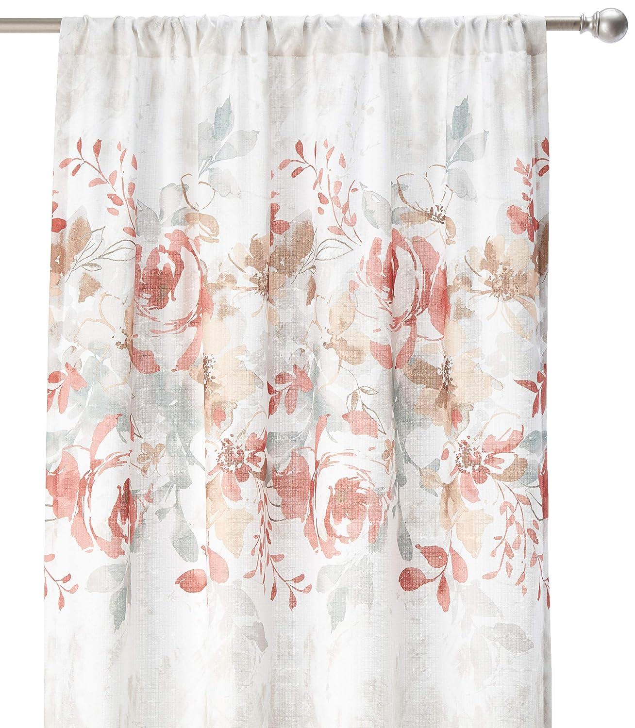 CHF Watecolor Floral Indoor , 100% Polyester , Light Filtering Single Panel Rod Pocket , Spice , 50"x84"