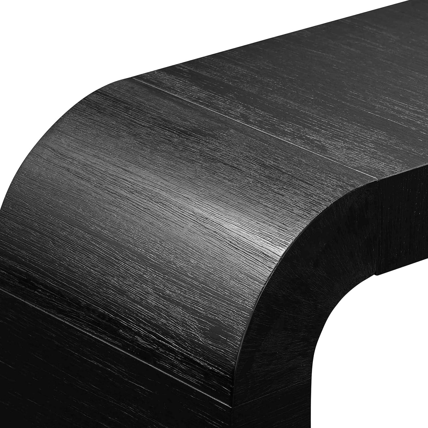 Maklaine Contemporary 31.9"H Acacia Wood Console Table in Black