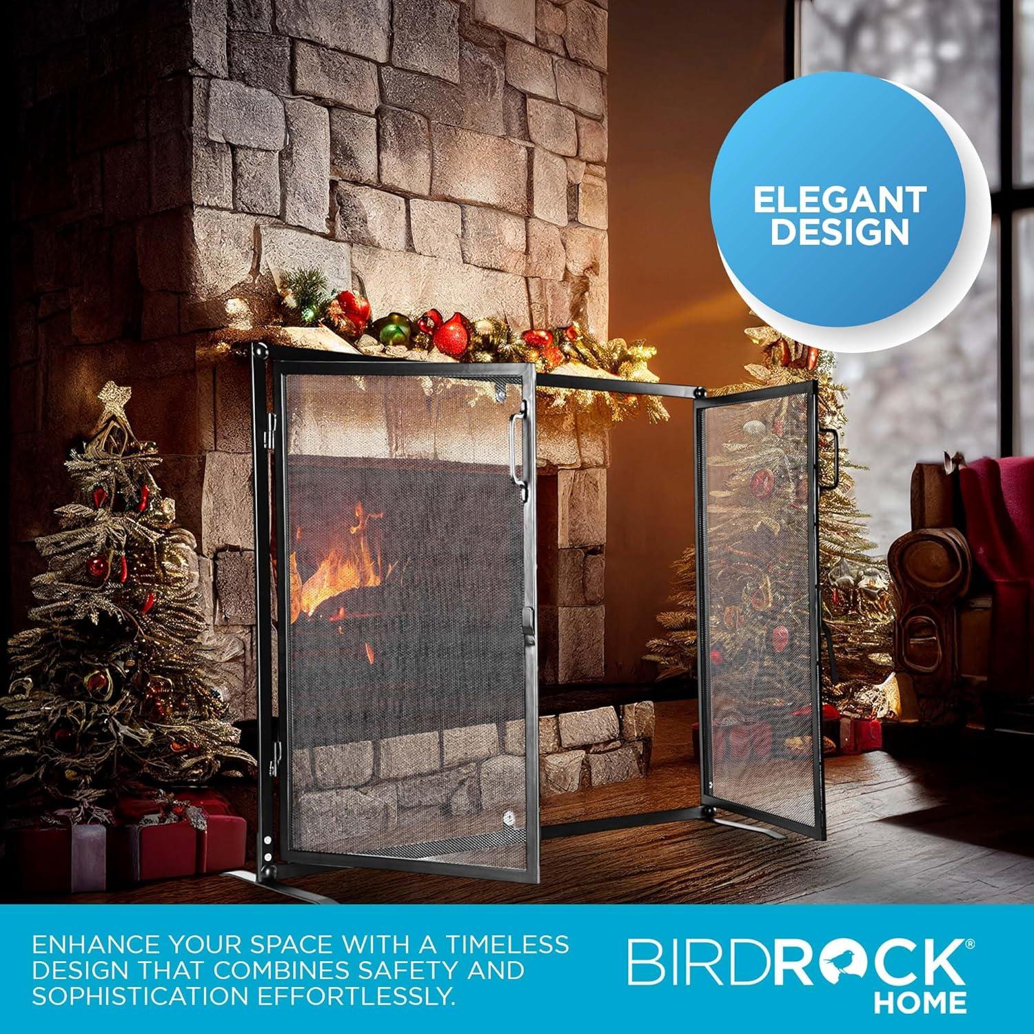 BIRDROCK HOME Fireplace Screen with Doors - Decorative - Easy Assembly - Heavy Duty - Handcrafted