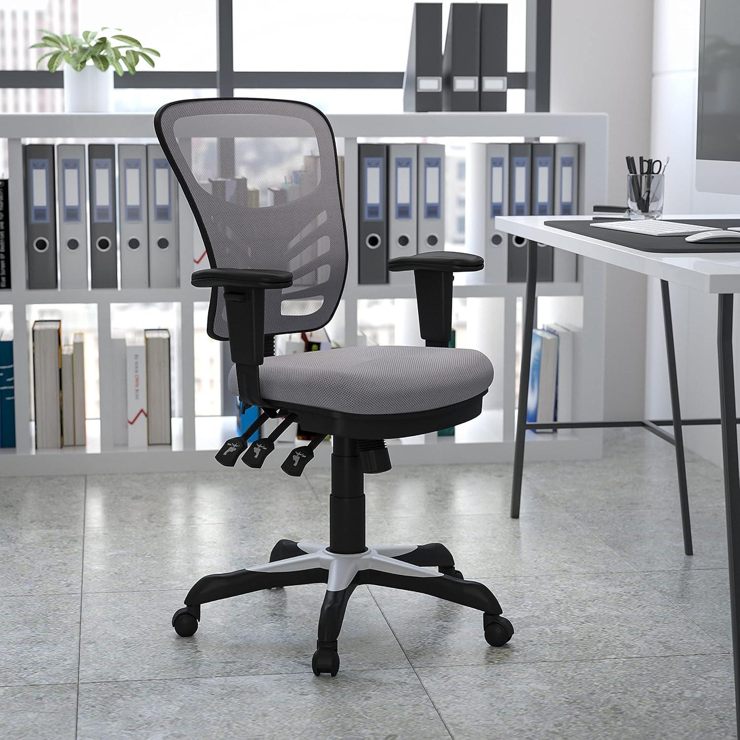 Flash Furniture Mid-Back Mesh Multifunction Executive Swivel Ergonomic Office Chair with Adjustable Arms