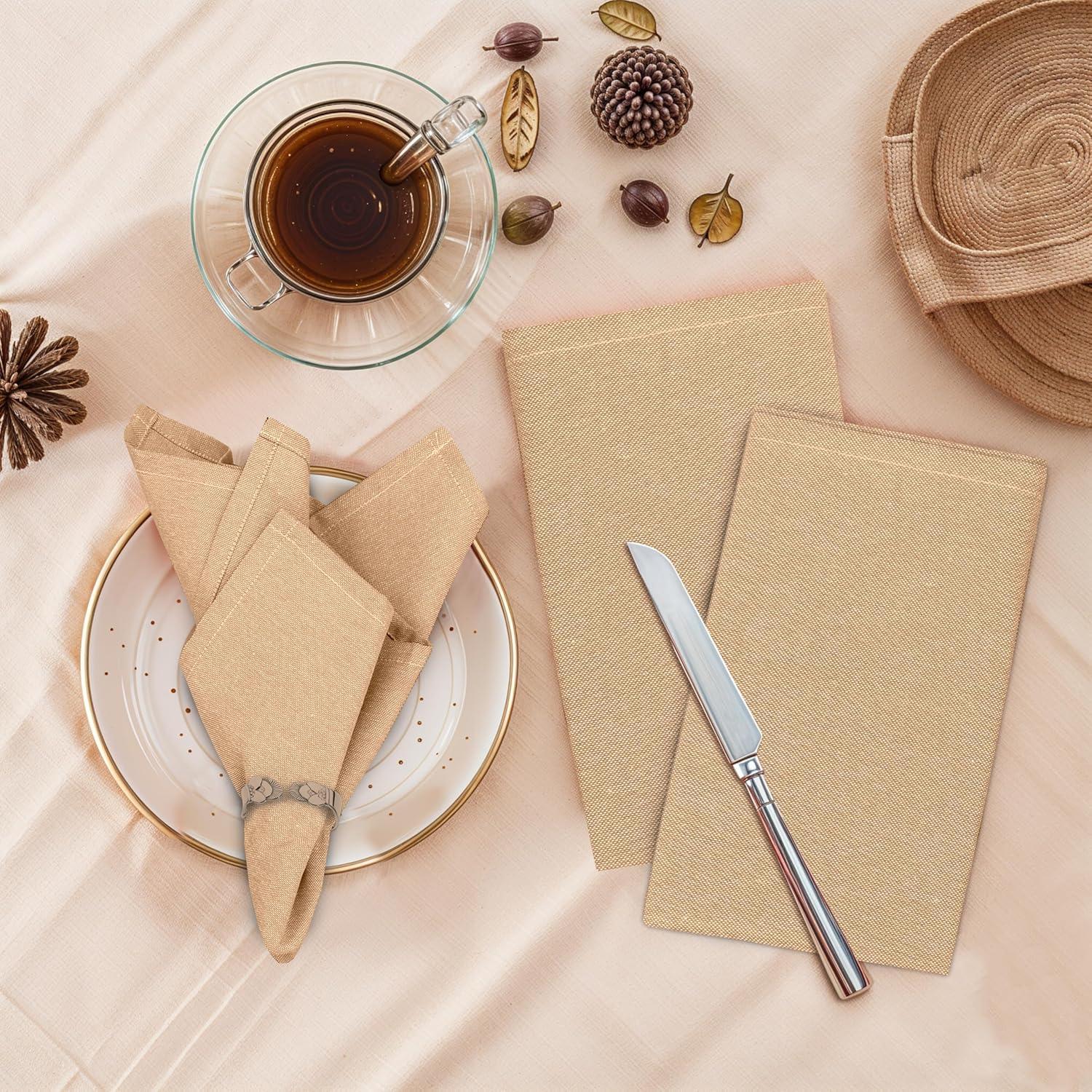 Poly Cotton Square Cloth Napkins Chambray Fabric (Set of 12)