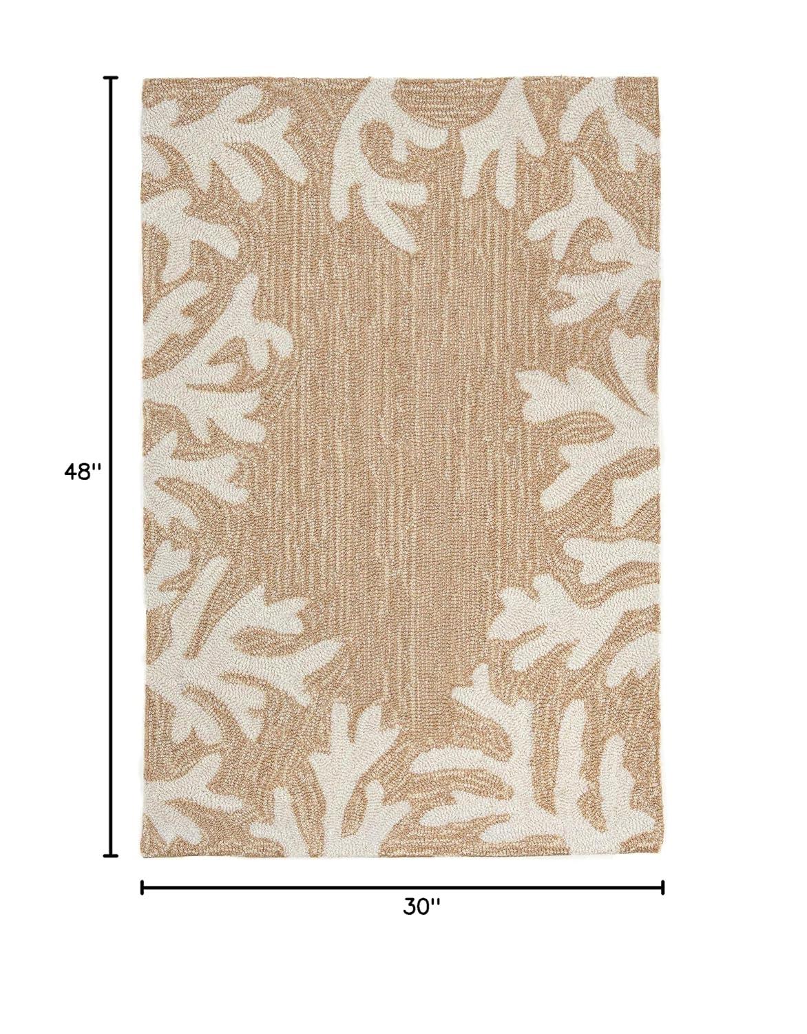 Liora Manne Capri Coral Border Indoor/Outdoor Rug Neutral 2'6" x 4'