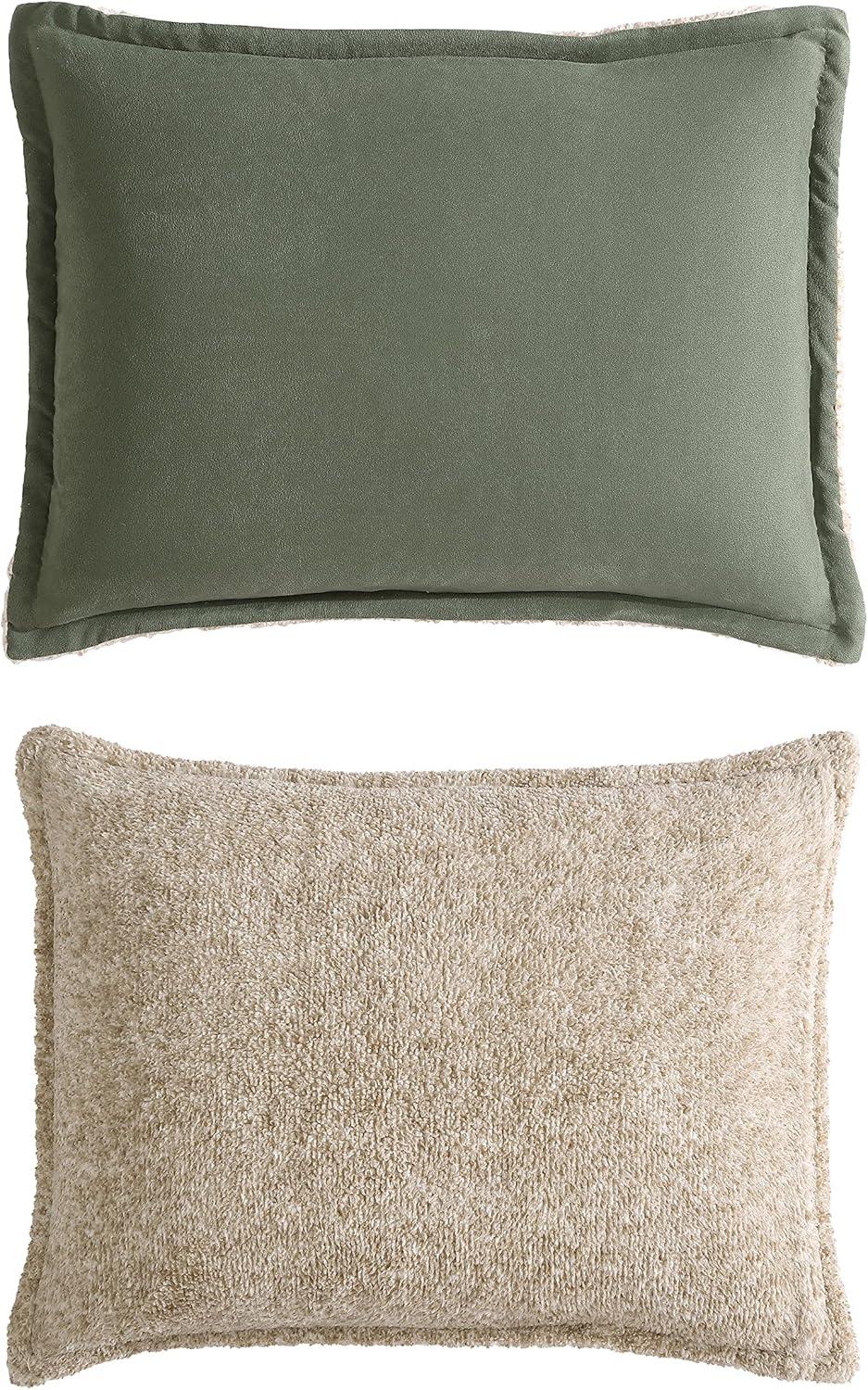 Nautica Beckett Microsuede/Sherpa Reversible Green Comforter Set