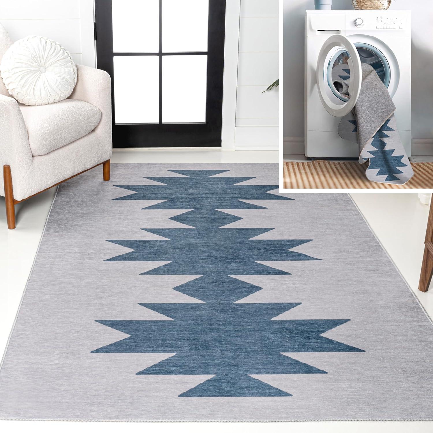 Chayton Minimalist Geometric Machine-Washable Area Rug - JONATHAN Y