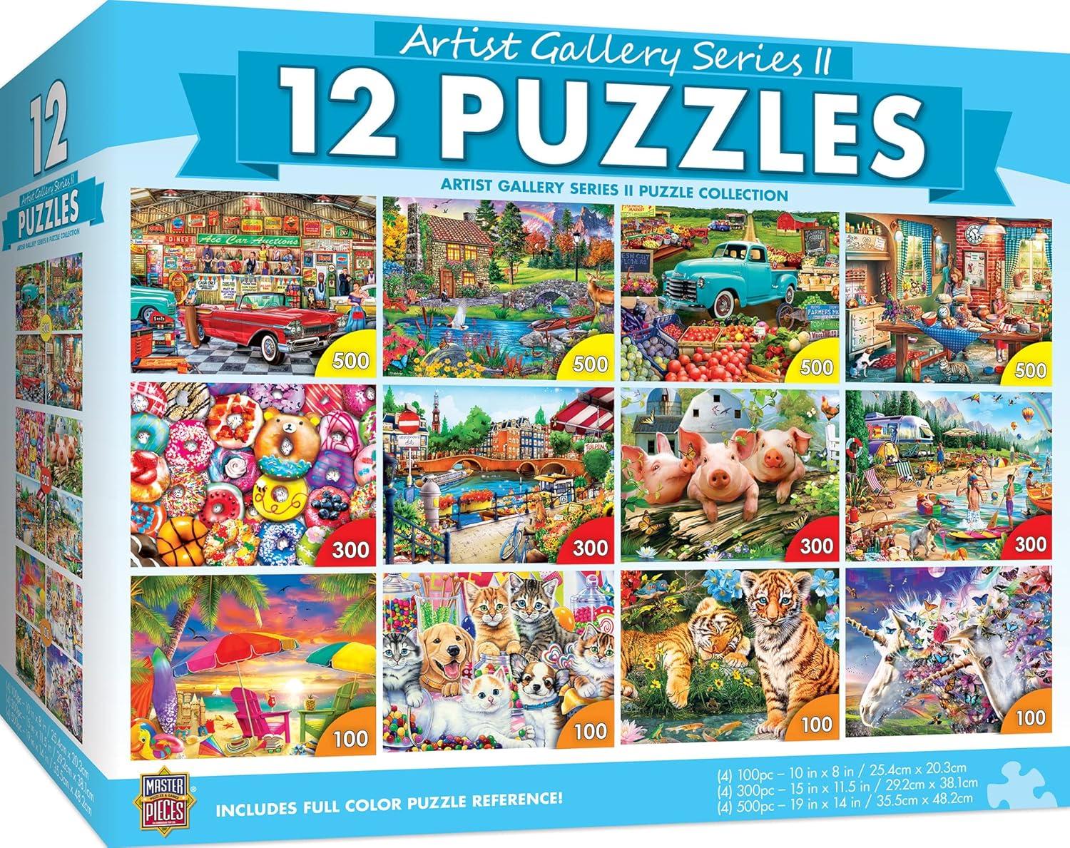 MasterPieces 12 Pack Jigsaw Puzzles - Artist Gallery 12-Pack Bundle